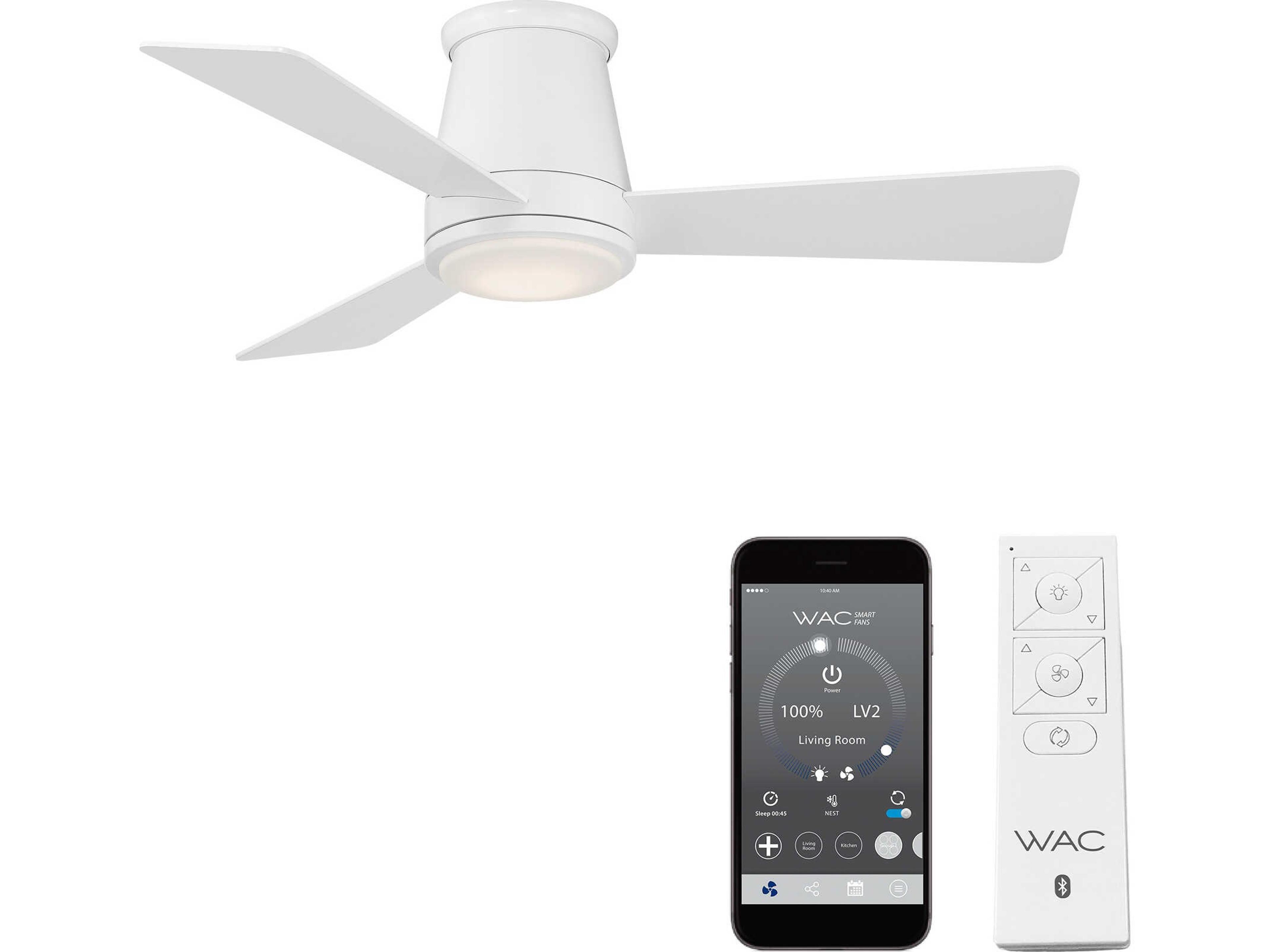 Hug 44 Inch Flush Mount Ceiling Fan Smart LED Indoor Outdoor