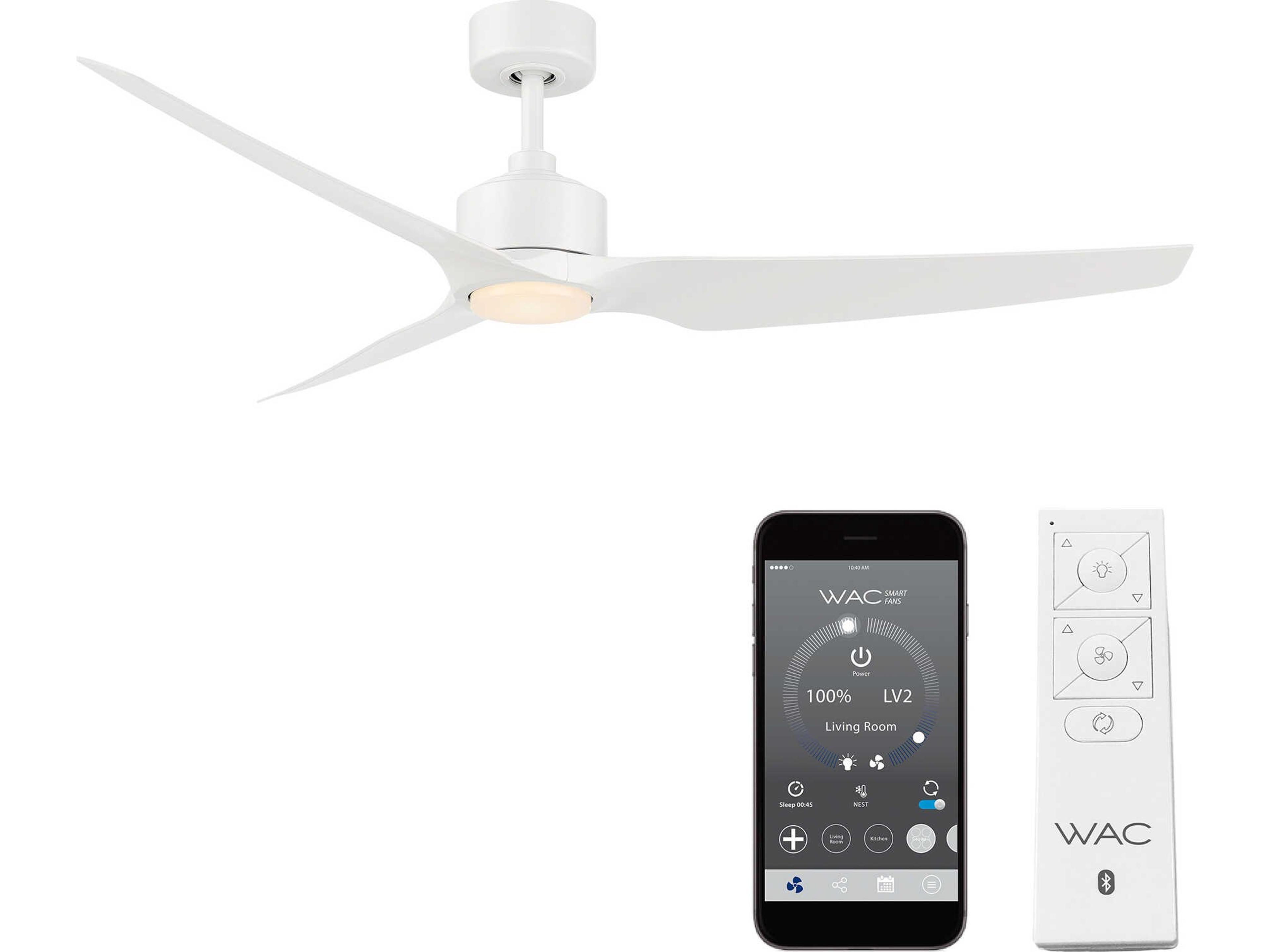 Stella 60 Inch Smart Ceiling Fan with Light Matte White
