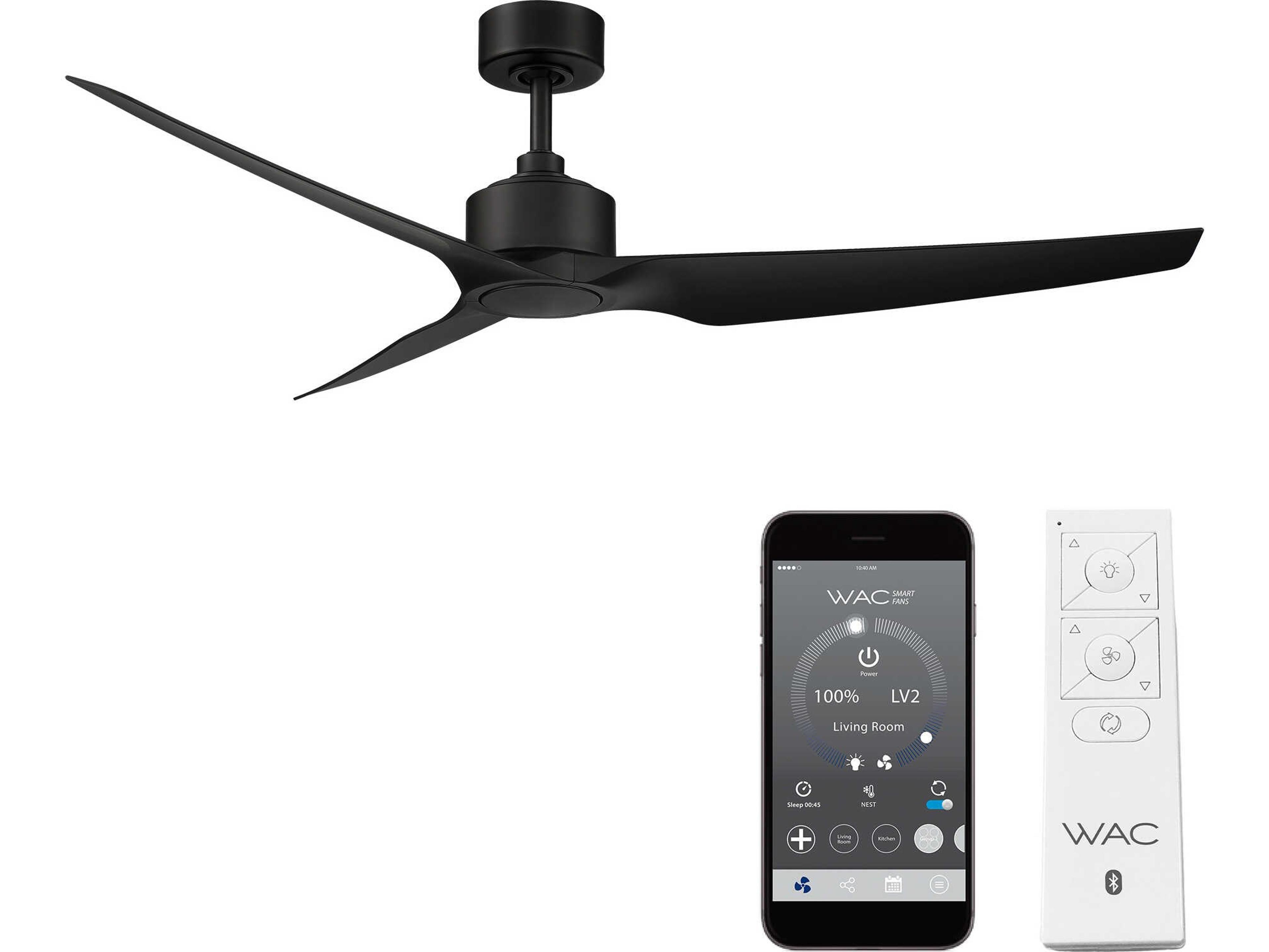 Stella 60 Inch Smart Ceiling Fan in Matte Black