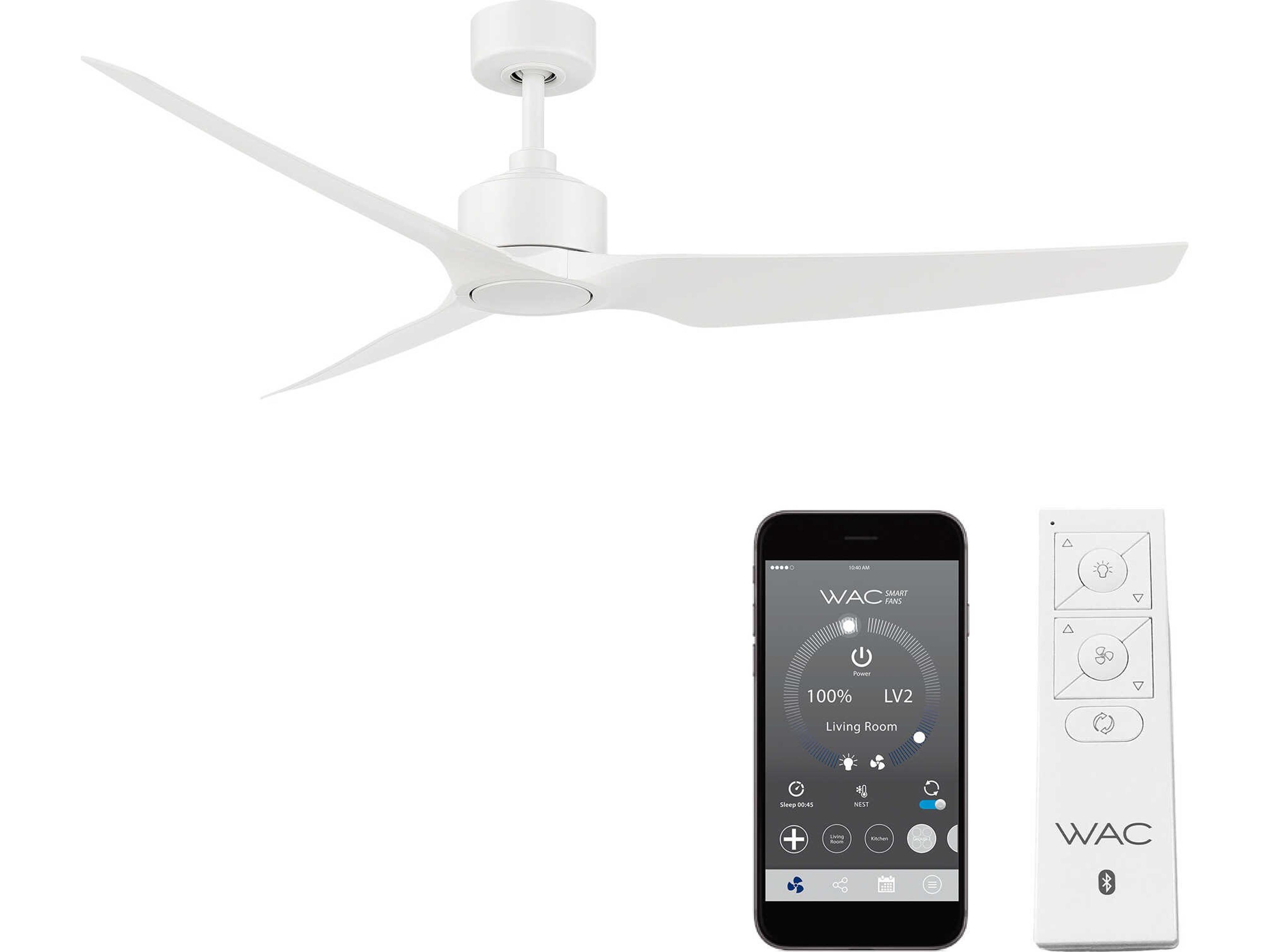 Stella 60 Inch Smart Ceiling Fan in Matte White
