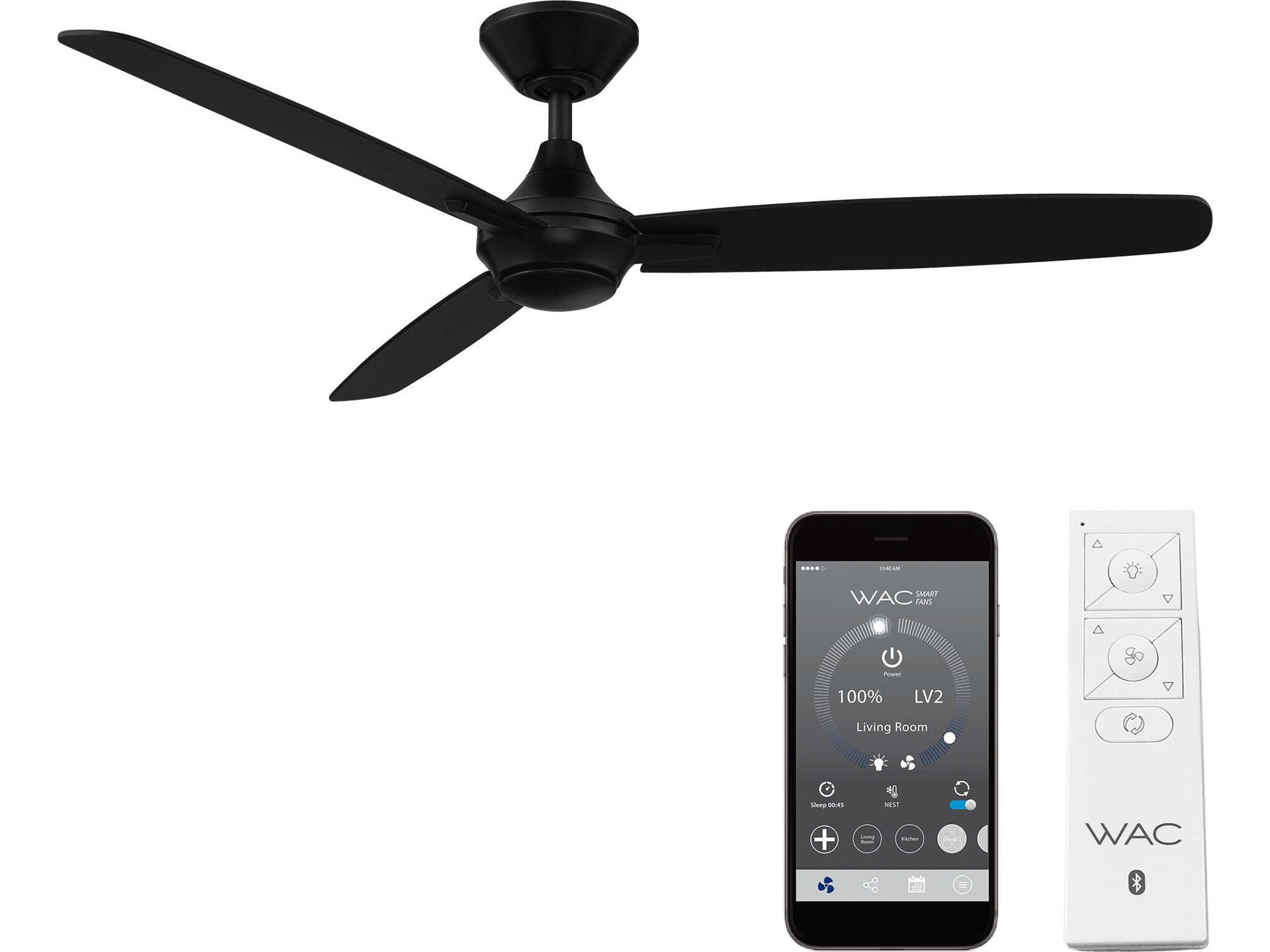 Blitzen 54 Inch Smart Ceiling Fan in Matte Black