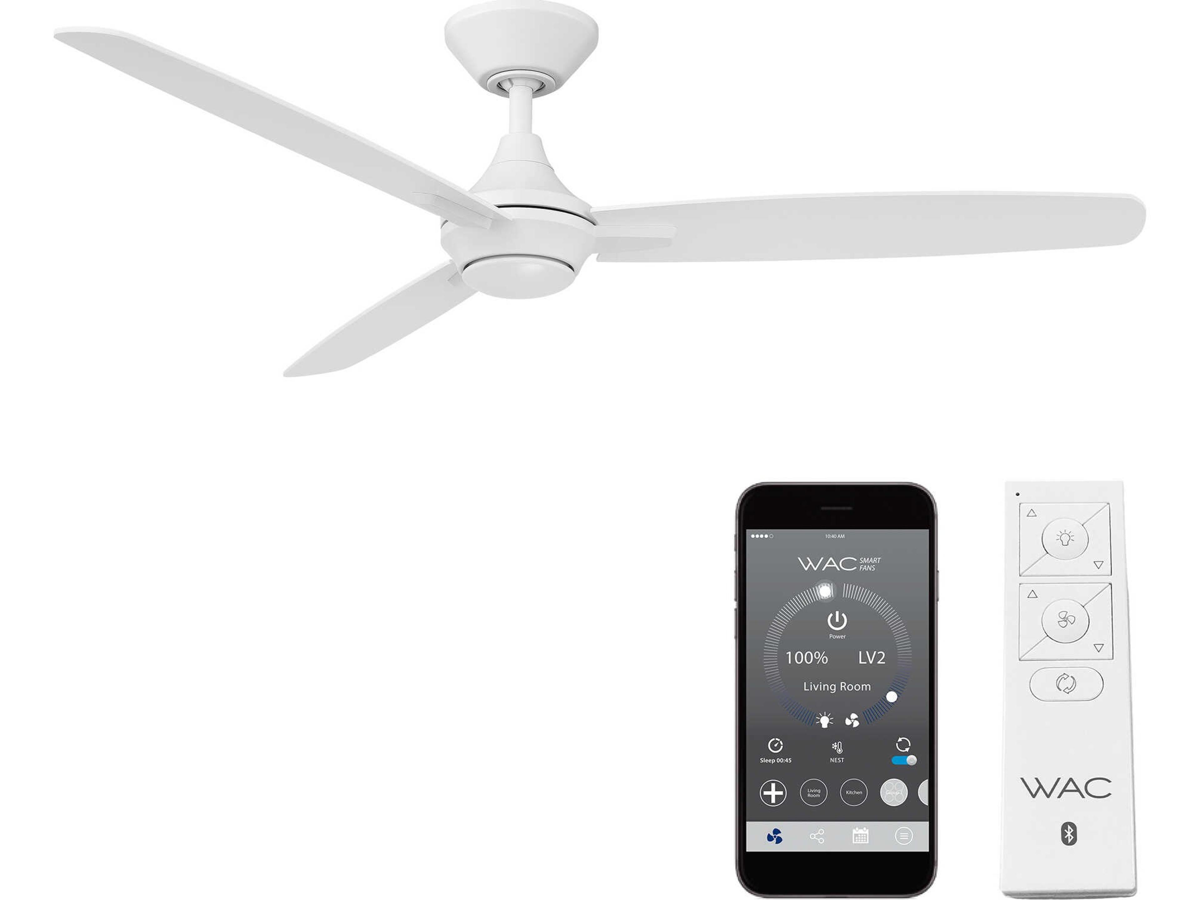 Blitzen 54 Inch Smart Ceiling Fan in Matte White