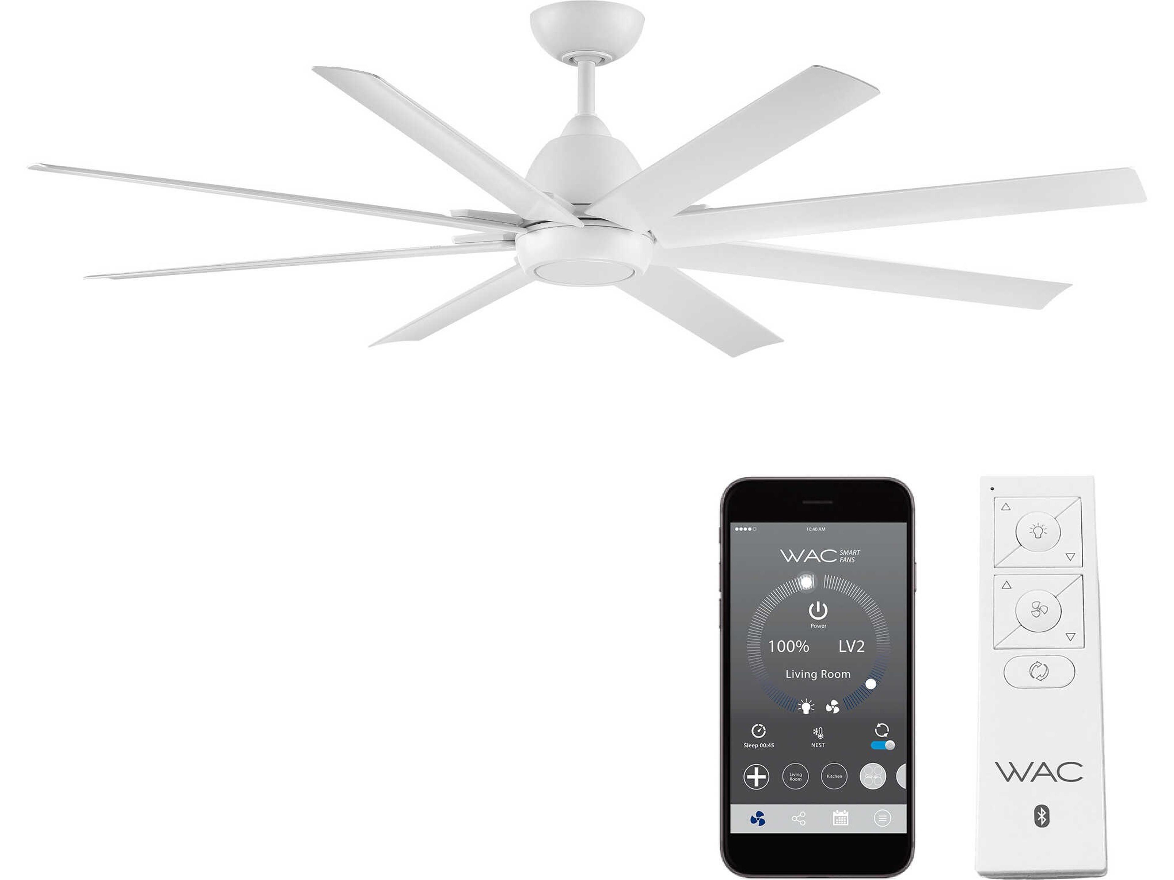 Mocha XL 66 Inch Smart Ceiling Fan in Matte White
