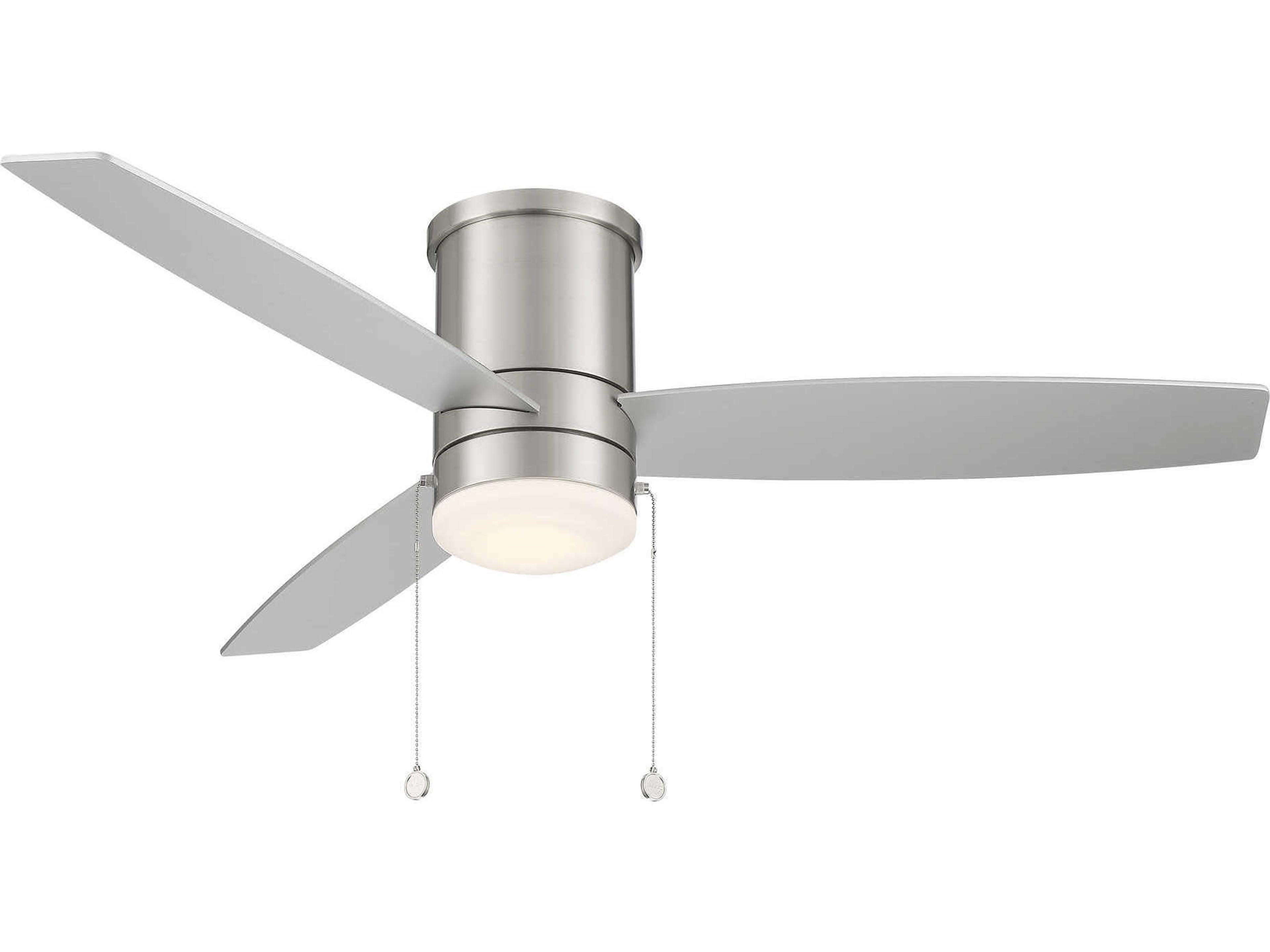 Atlantis 52-Inch Flush Mount Ceiling Fan with LED Light Brushed Nickel