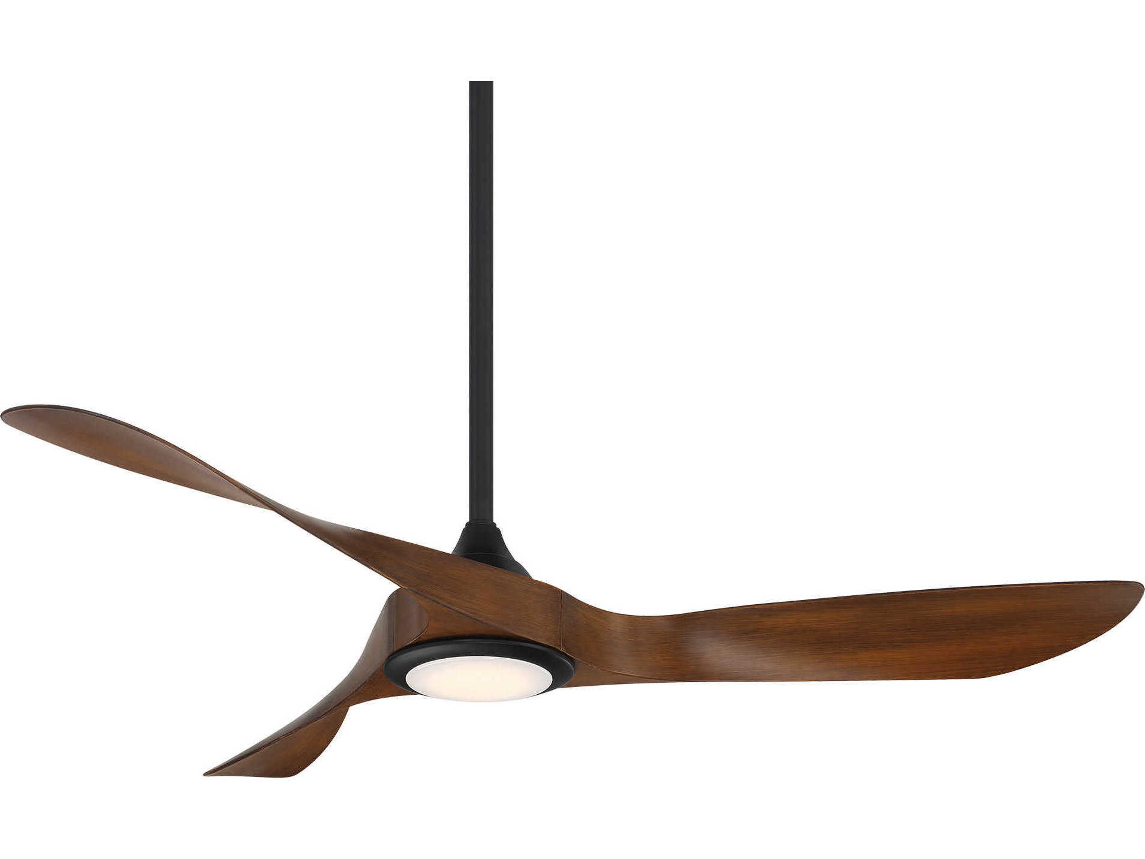 Swirl 54 Inch Smart Ceiling Fan in Matte Black and Distressed Koa