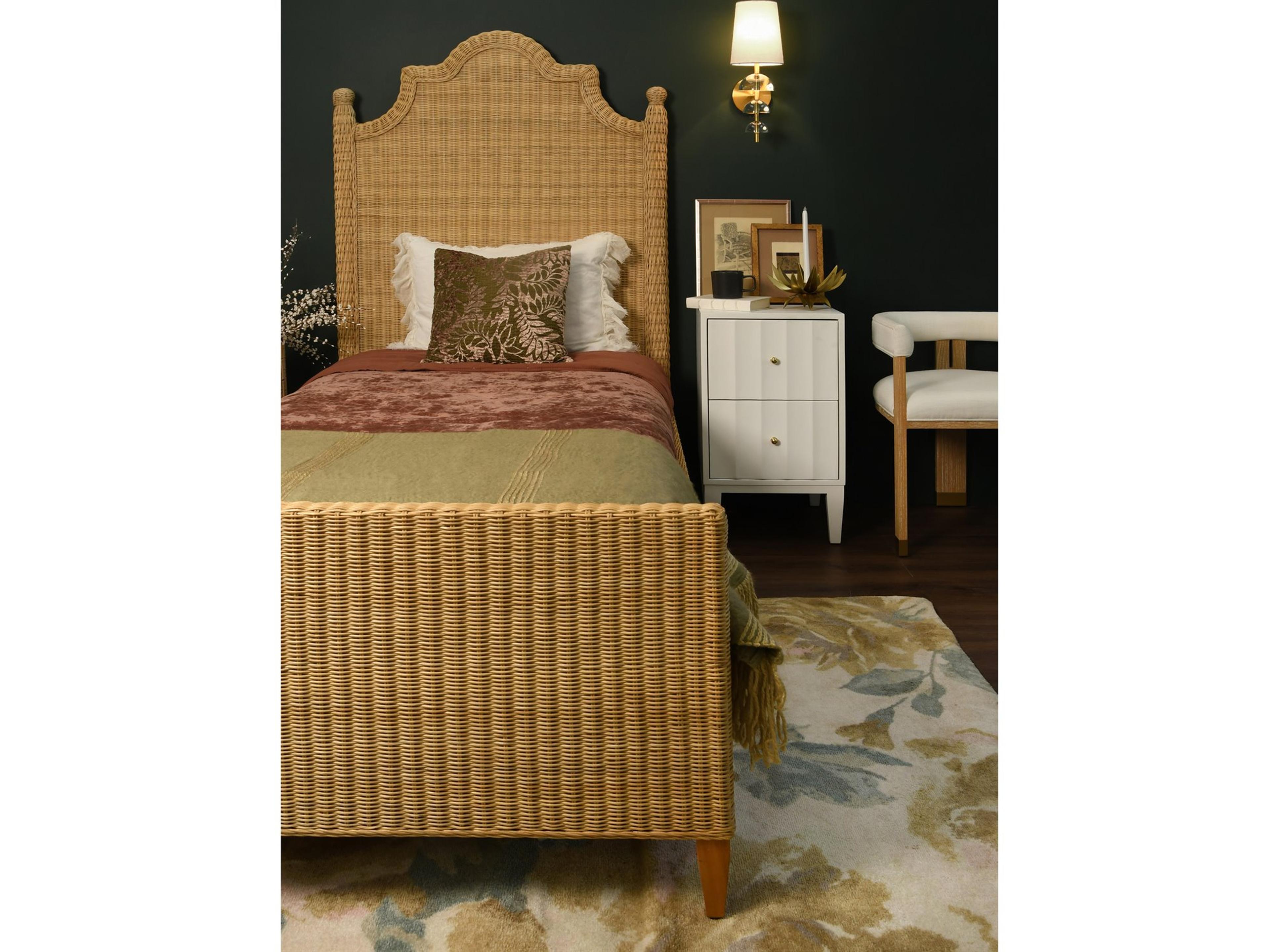 Wood Rattan Bedroom Set