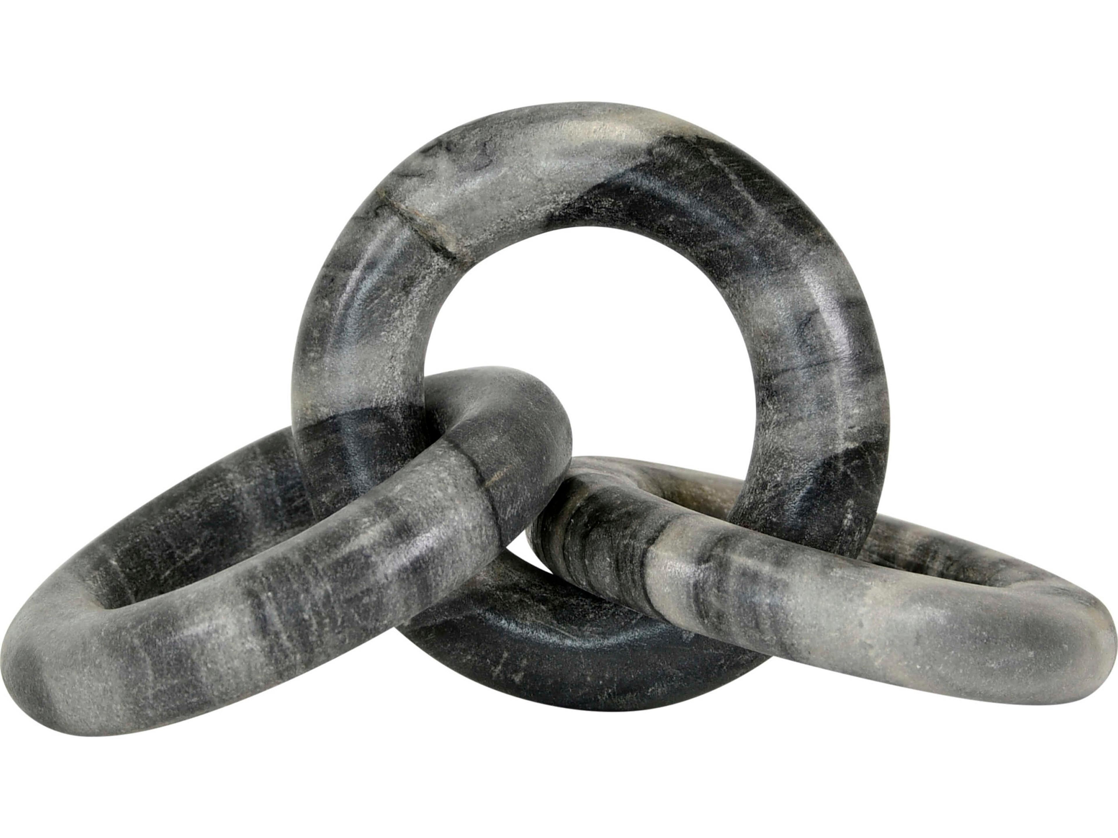 Worlds Away Circlet Round Gray Marble Chain Decorative Accent