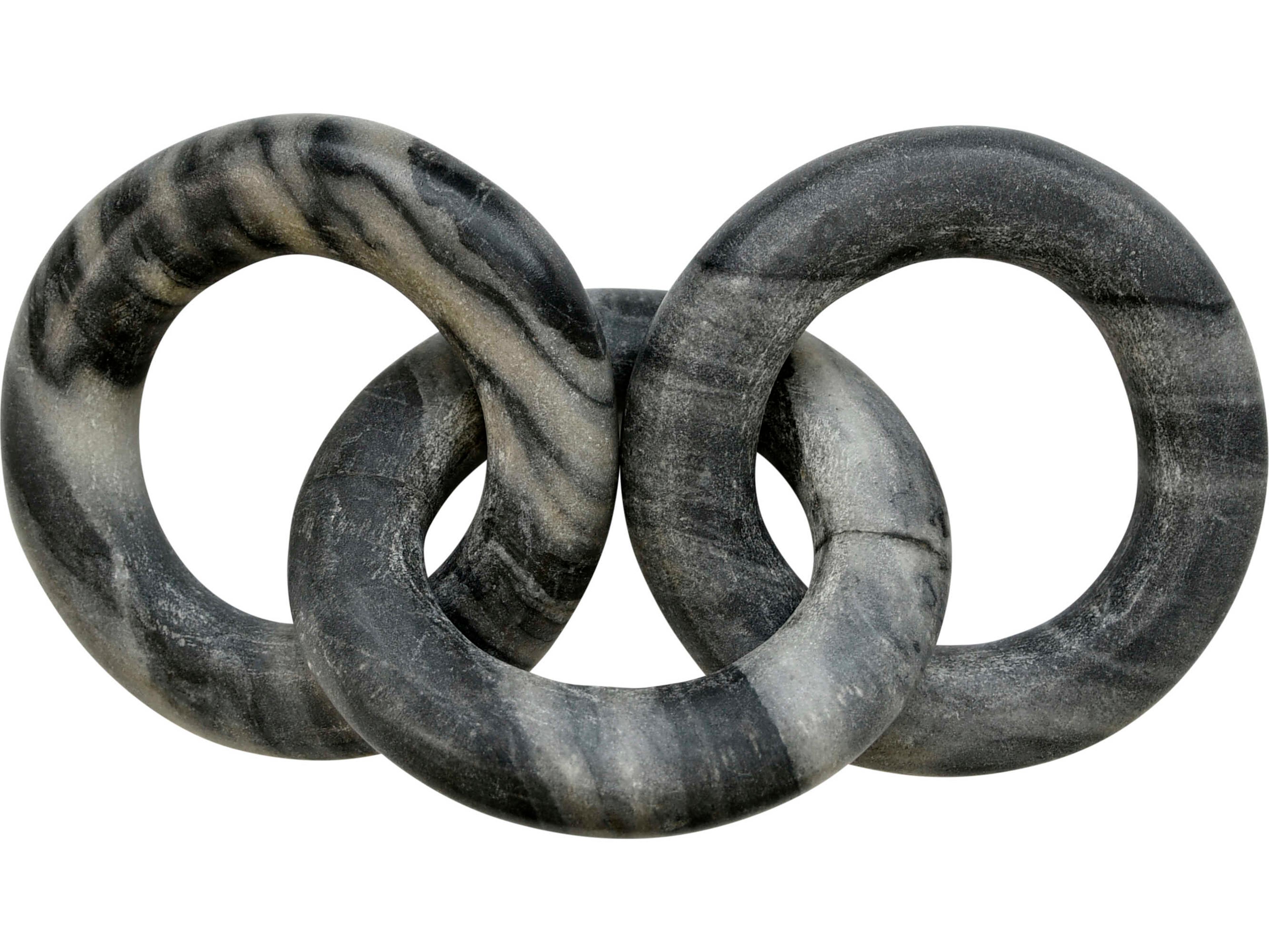 Worlds Away Circlet Round Gray Marble Chain Decorative Accent