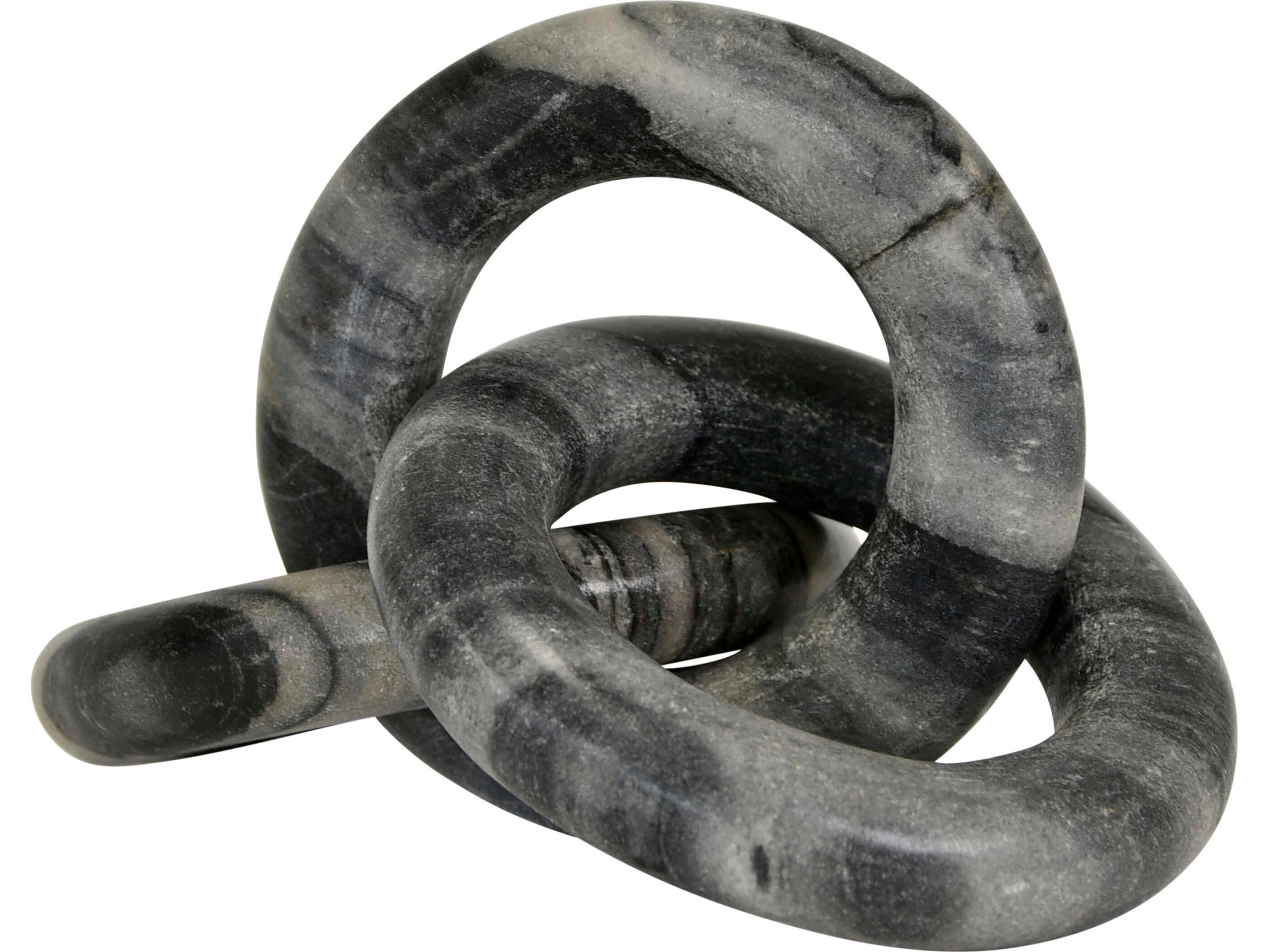 Worlds Away Circlet Round Gray Marble Chain Decorative Accent