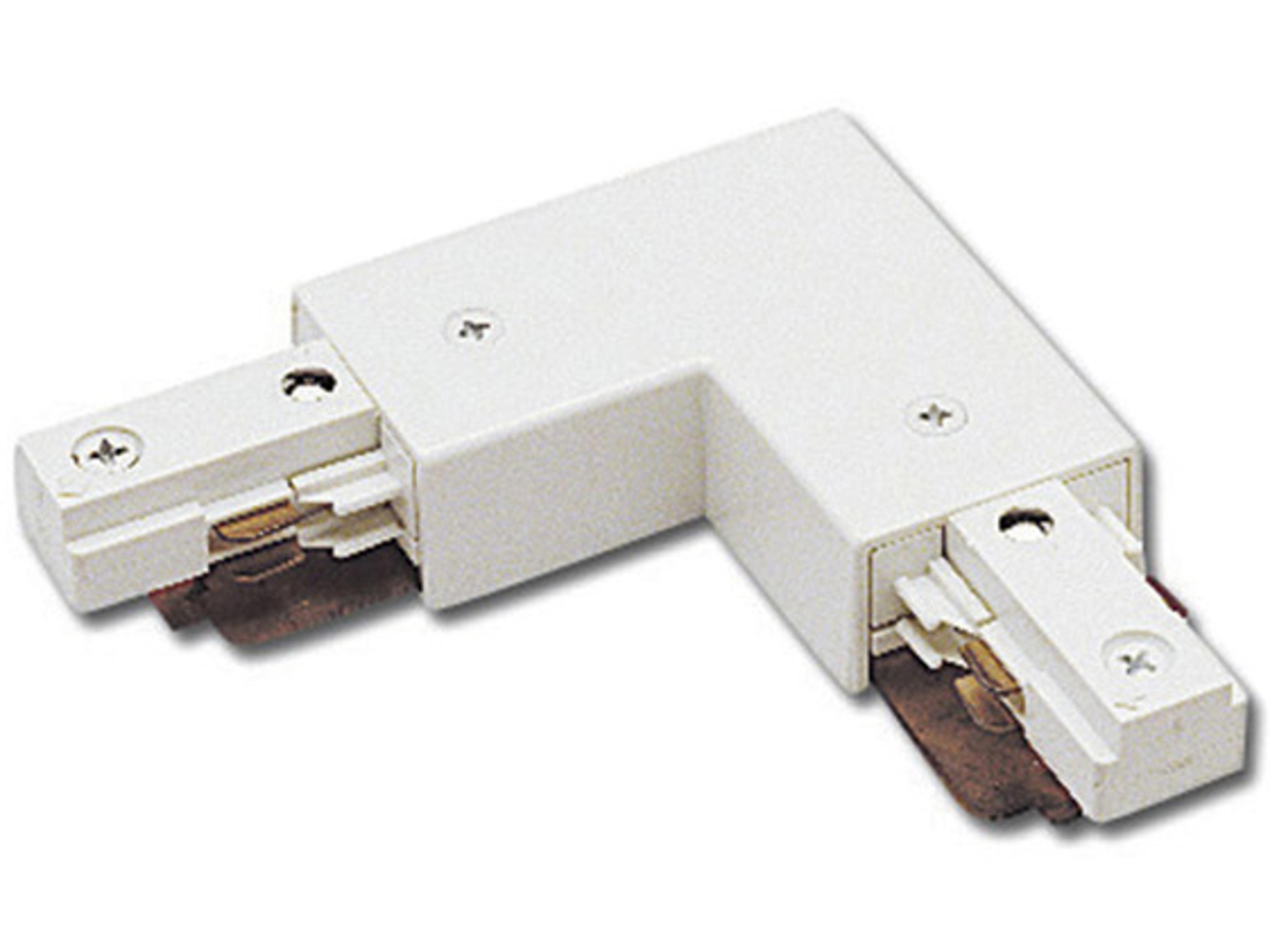 White Right L Connector for 2-Circuit J-Track