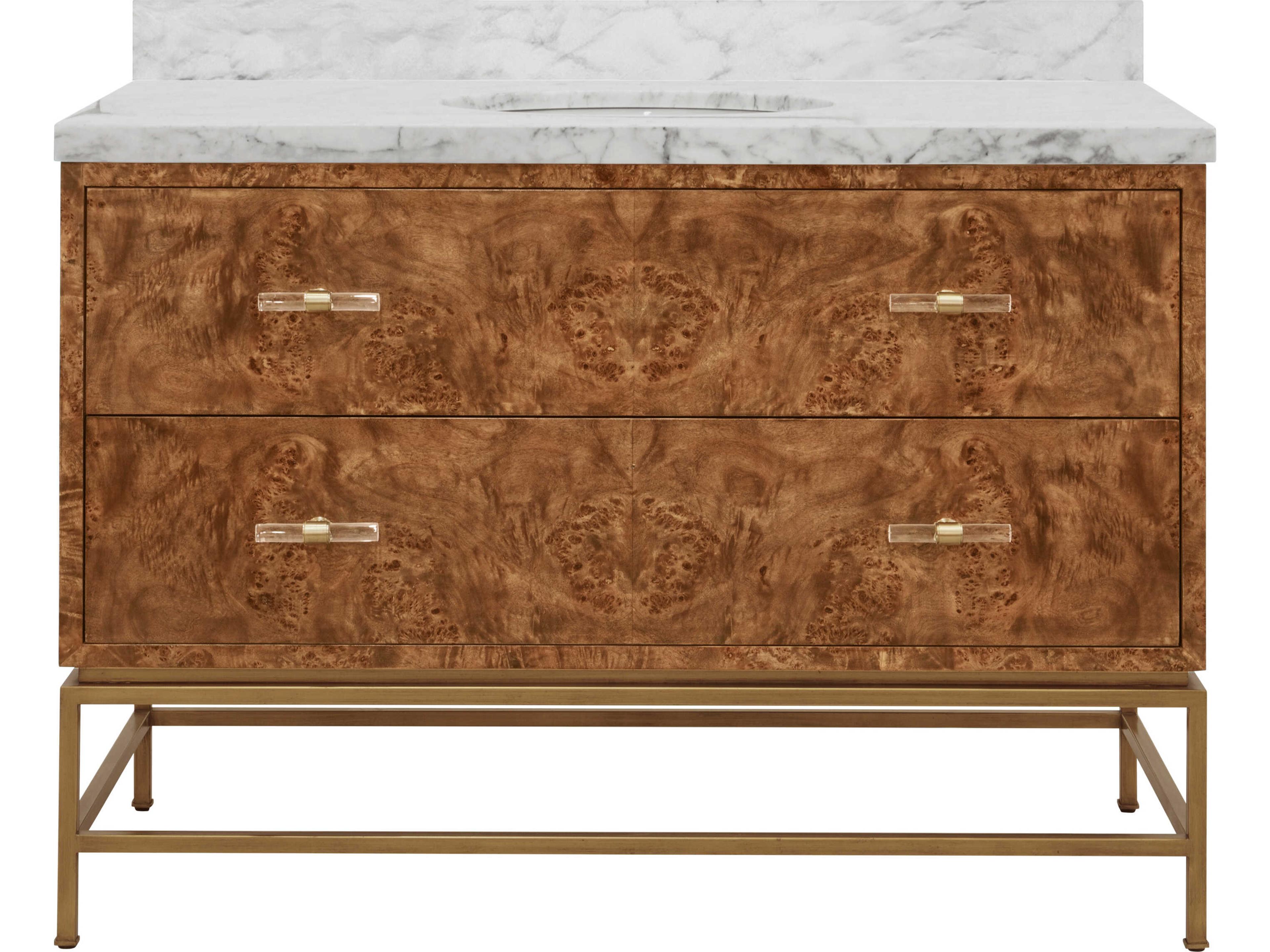 Worlds Away Clifford Brown Vanity with White Marble Top and Porcelain Sink