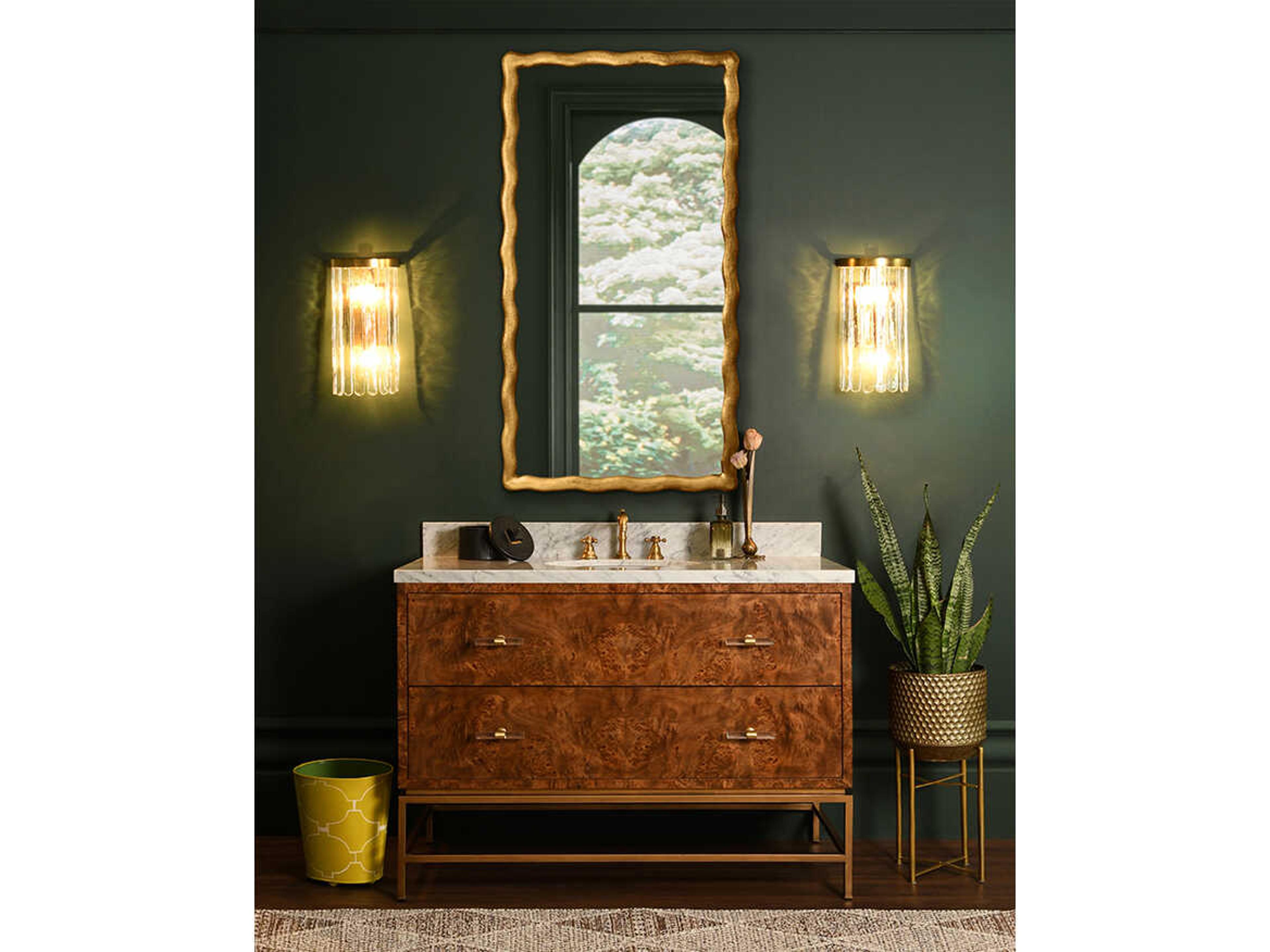 Worlds Away Clifford Brown Vanity with White Marble Top and Porcelain Sink