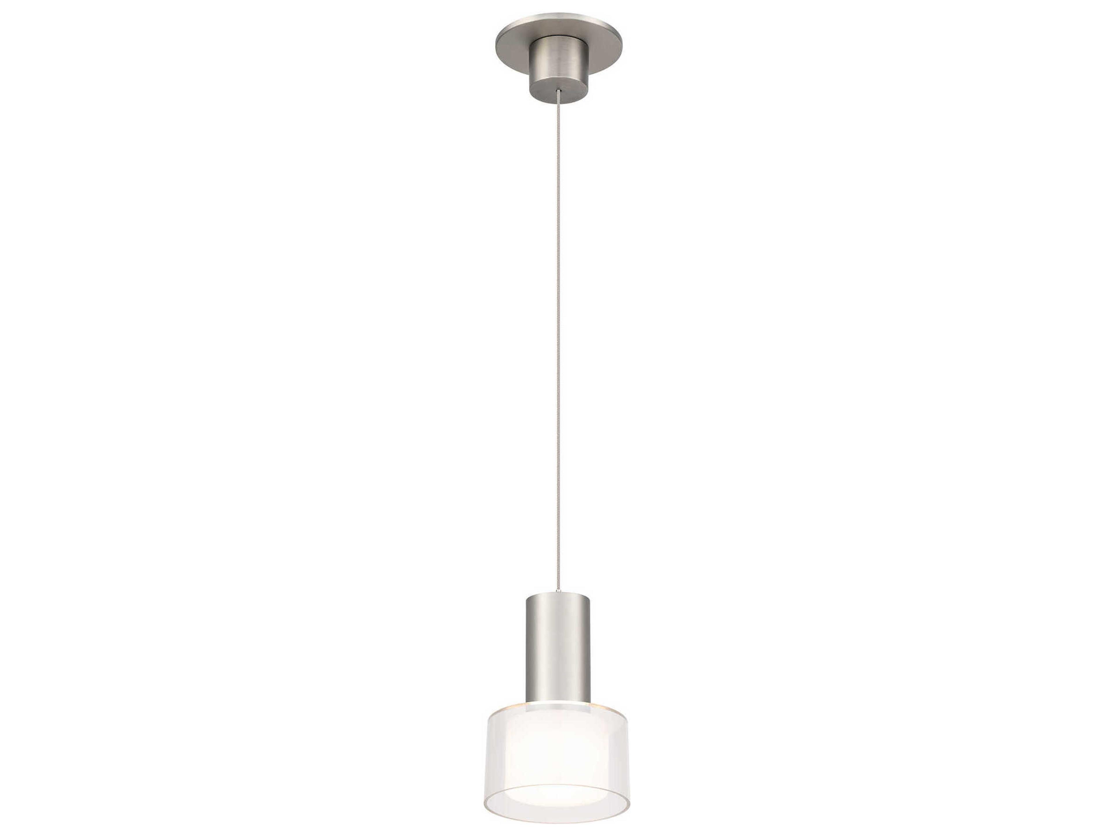 WAC Lighting Twist-N-Lite 1-Light Brushed Nickel White Drum Mini Pendant