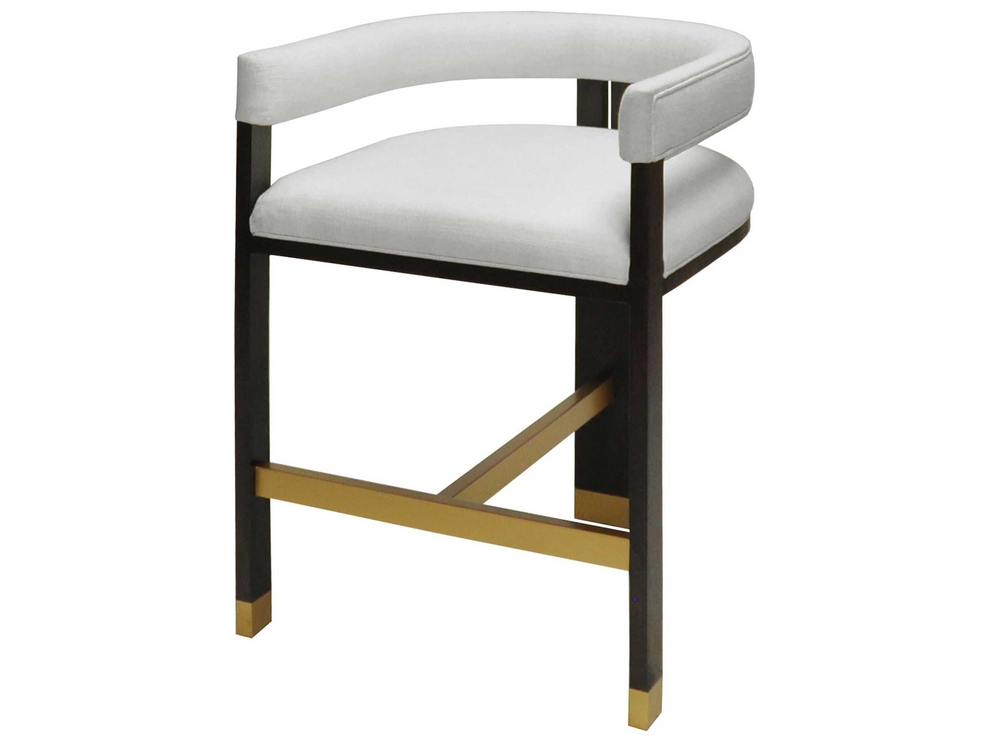 Cruise Barrel Back Counter Stool in Dark Espresso Oak with White Linen