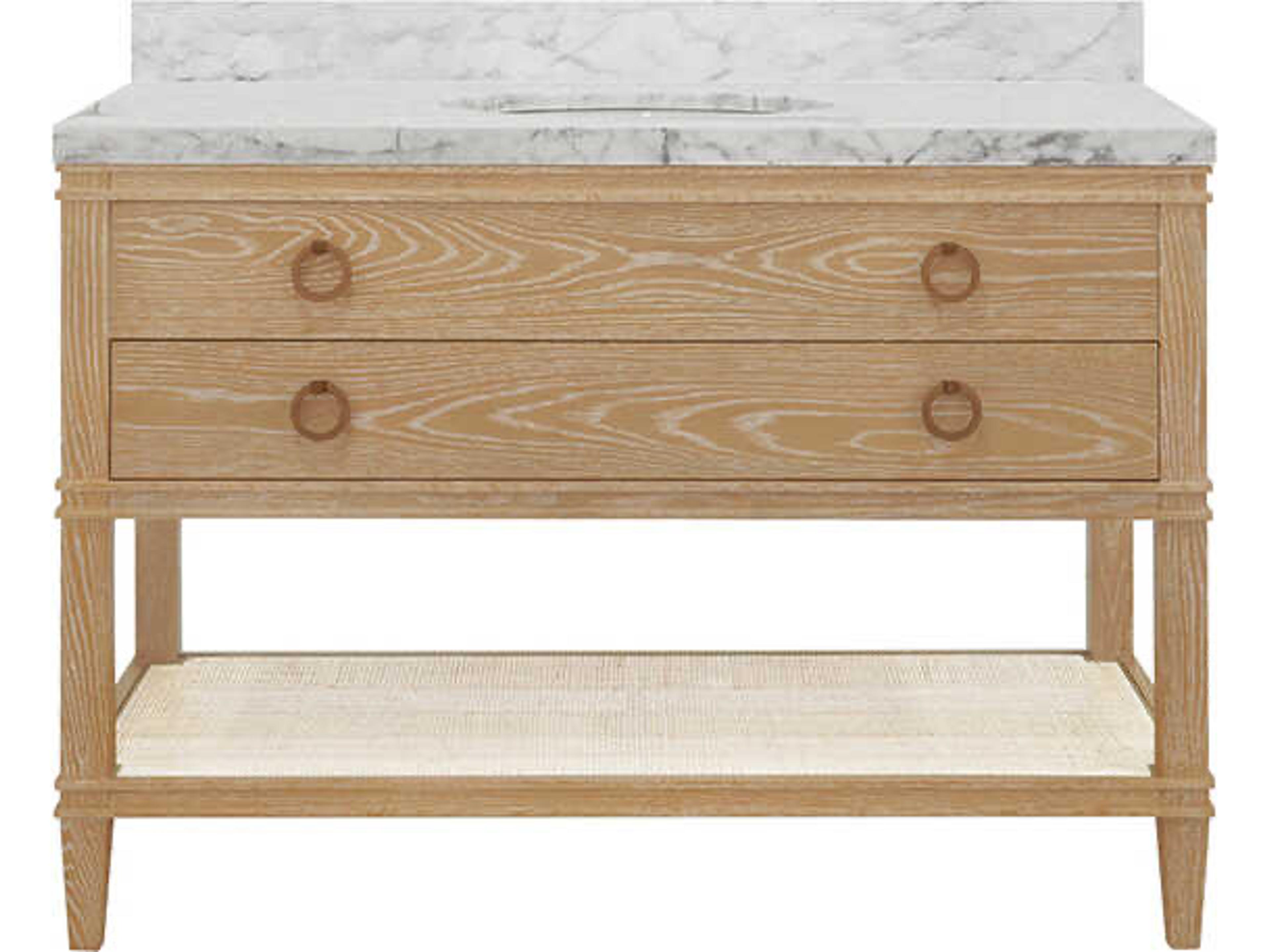 Worlds Away Cutler Brown Vanity with White Marble Top Porcelain Sink