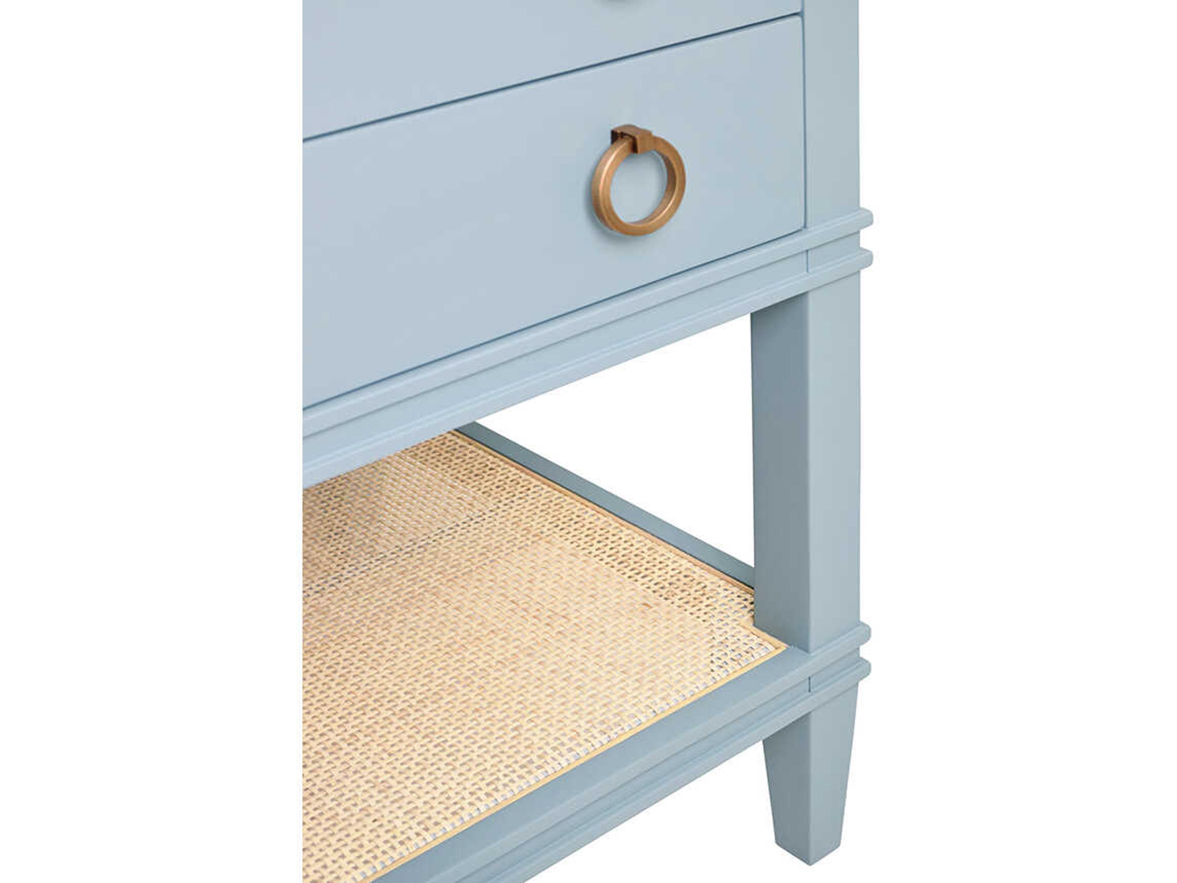 Worlds Away Cutler Blue Vanity With White Marble Top and Porcelain Sink