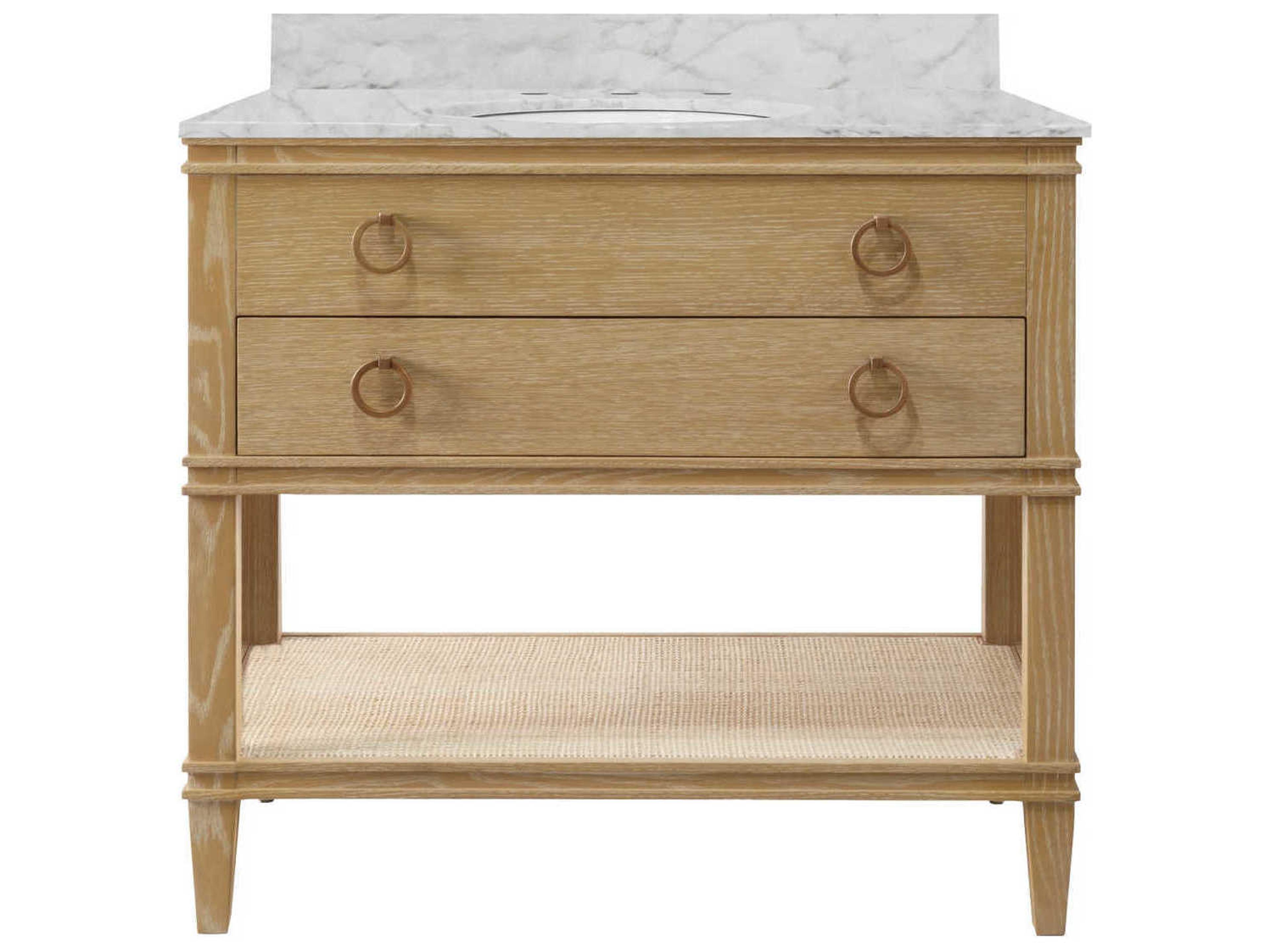 White Carrara Marble / Cerused Oak Vanity