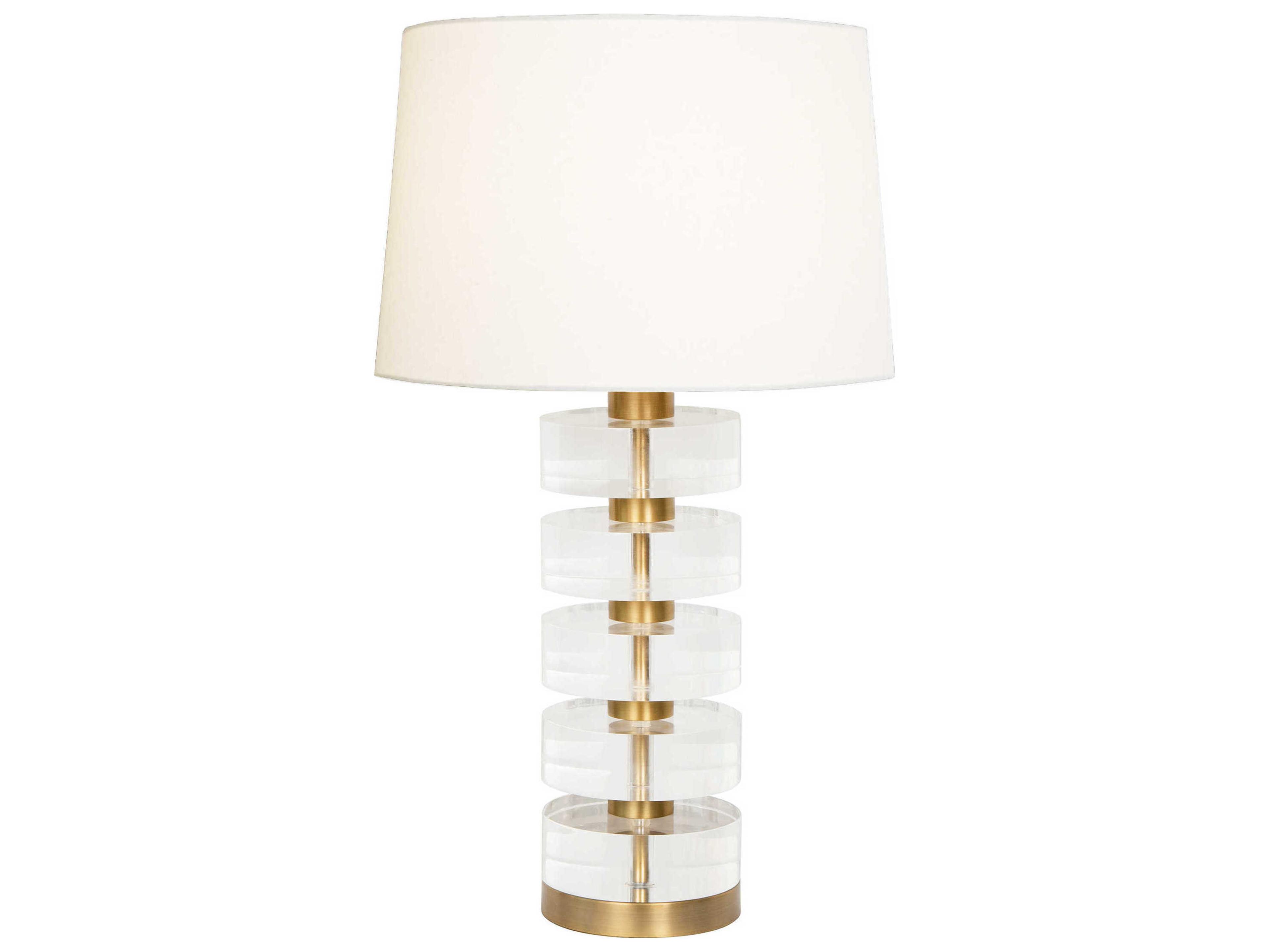 Worlds Away Acrylic Brushed Brass Clear Buffet Lamp