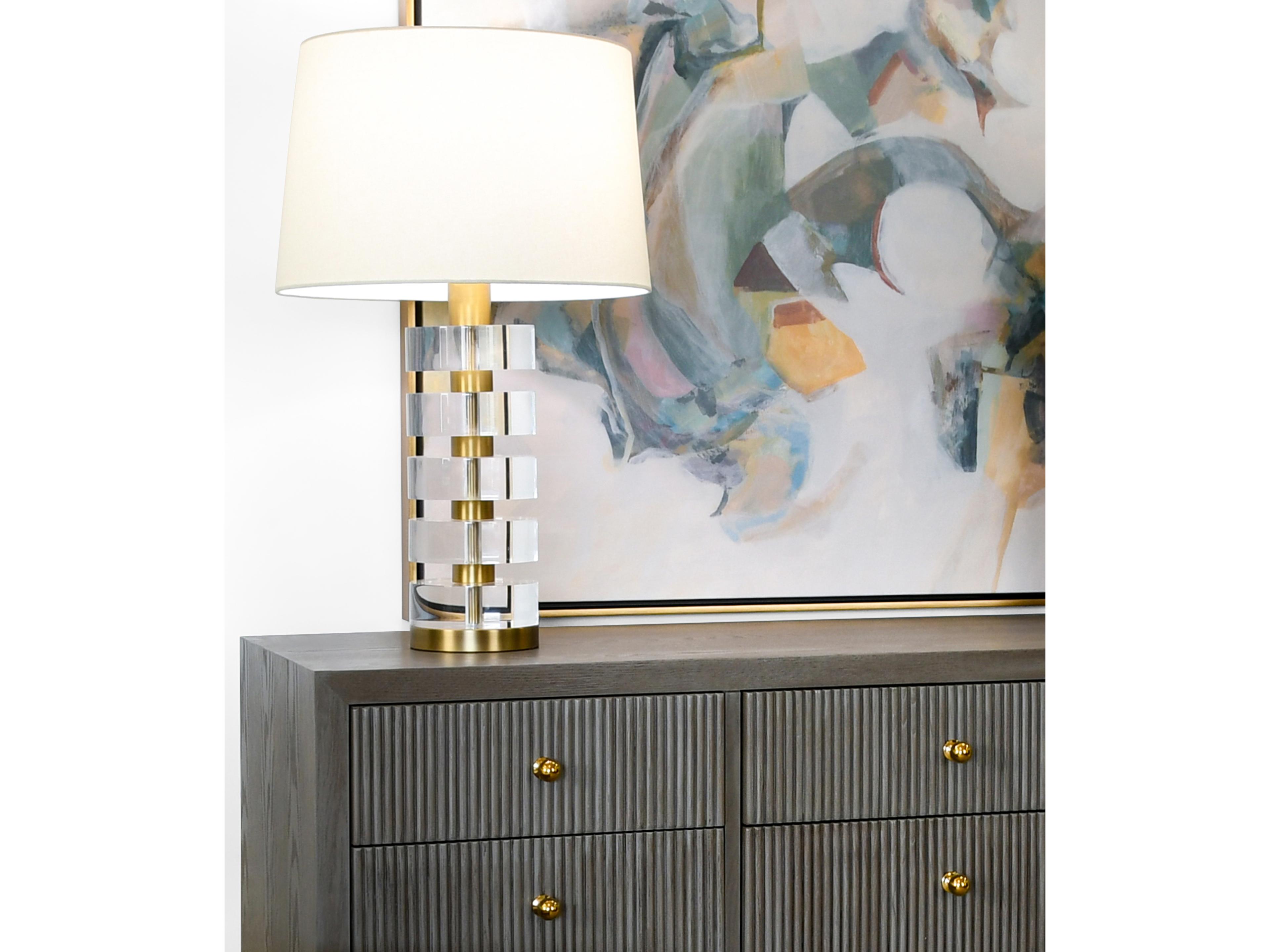 Worlds Away Acrylic Brushed Brass Clear Buffet Lamp