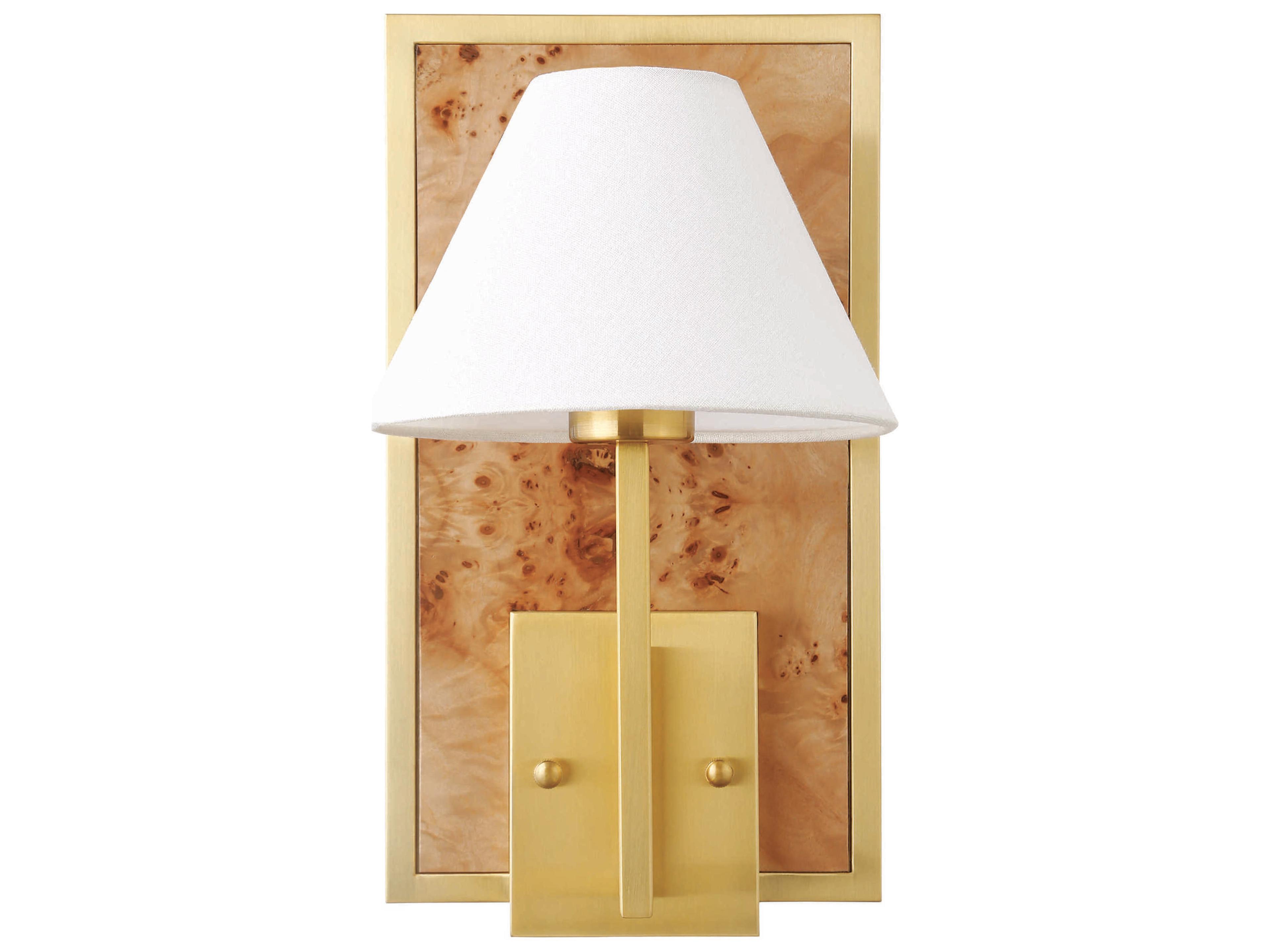 Worlds Away 1-Light Brushed Brass White Wall Sconce