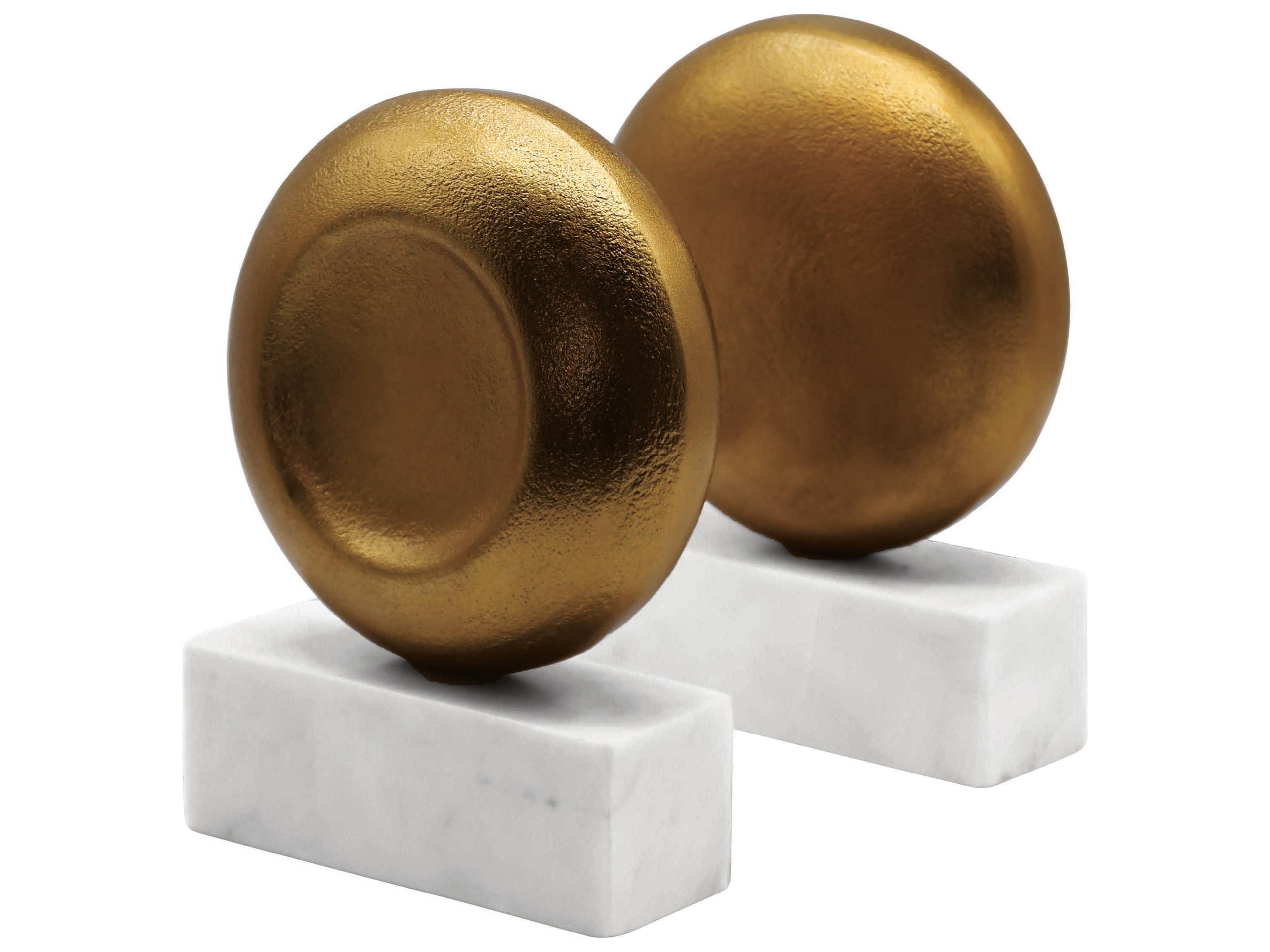Worlds Away Textured Brass White Bookend
