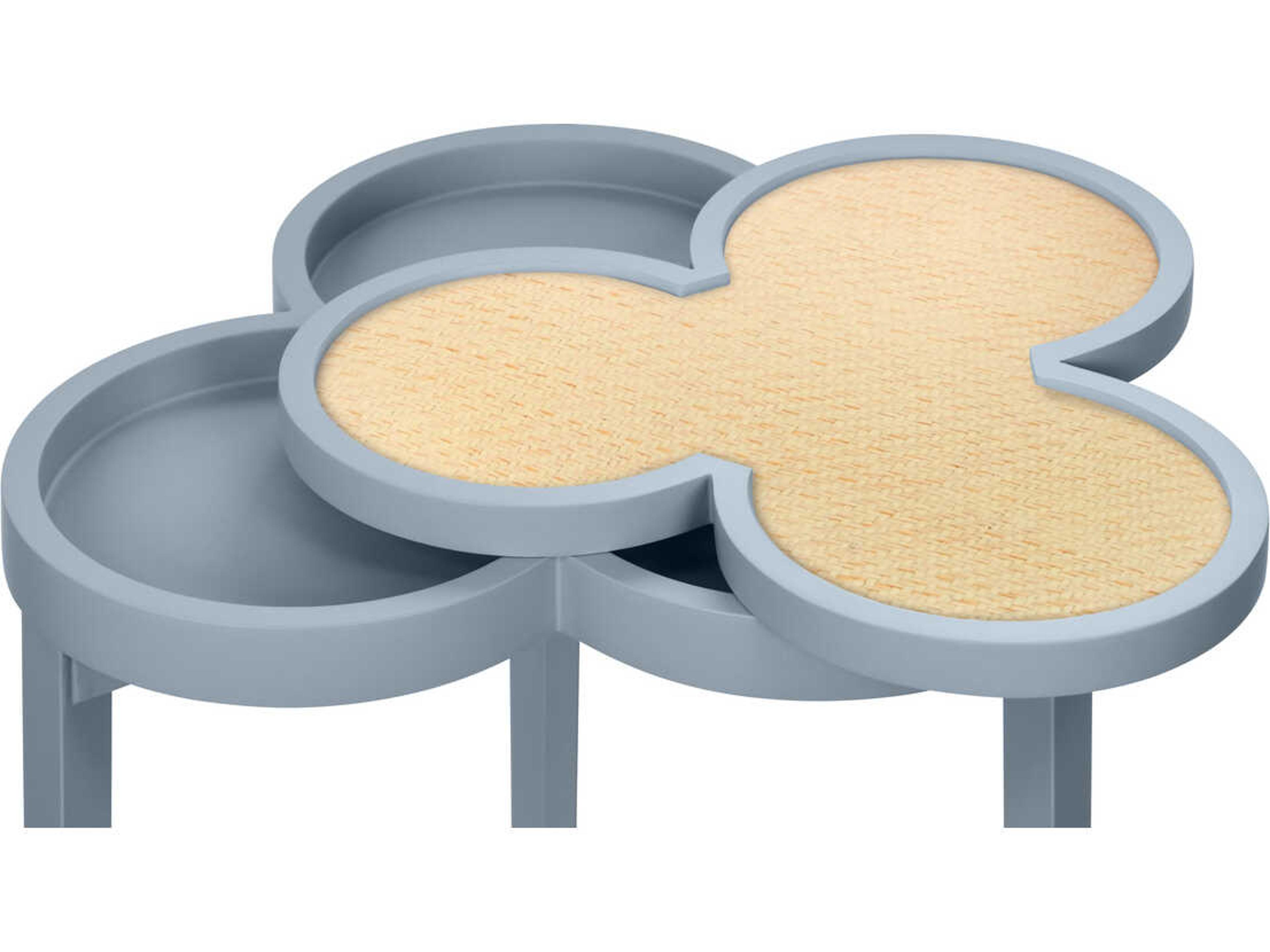 Worlds Away Dylan Rattan Blue End Table