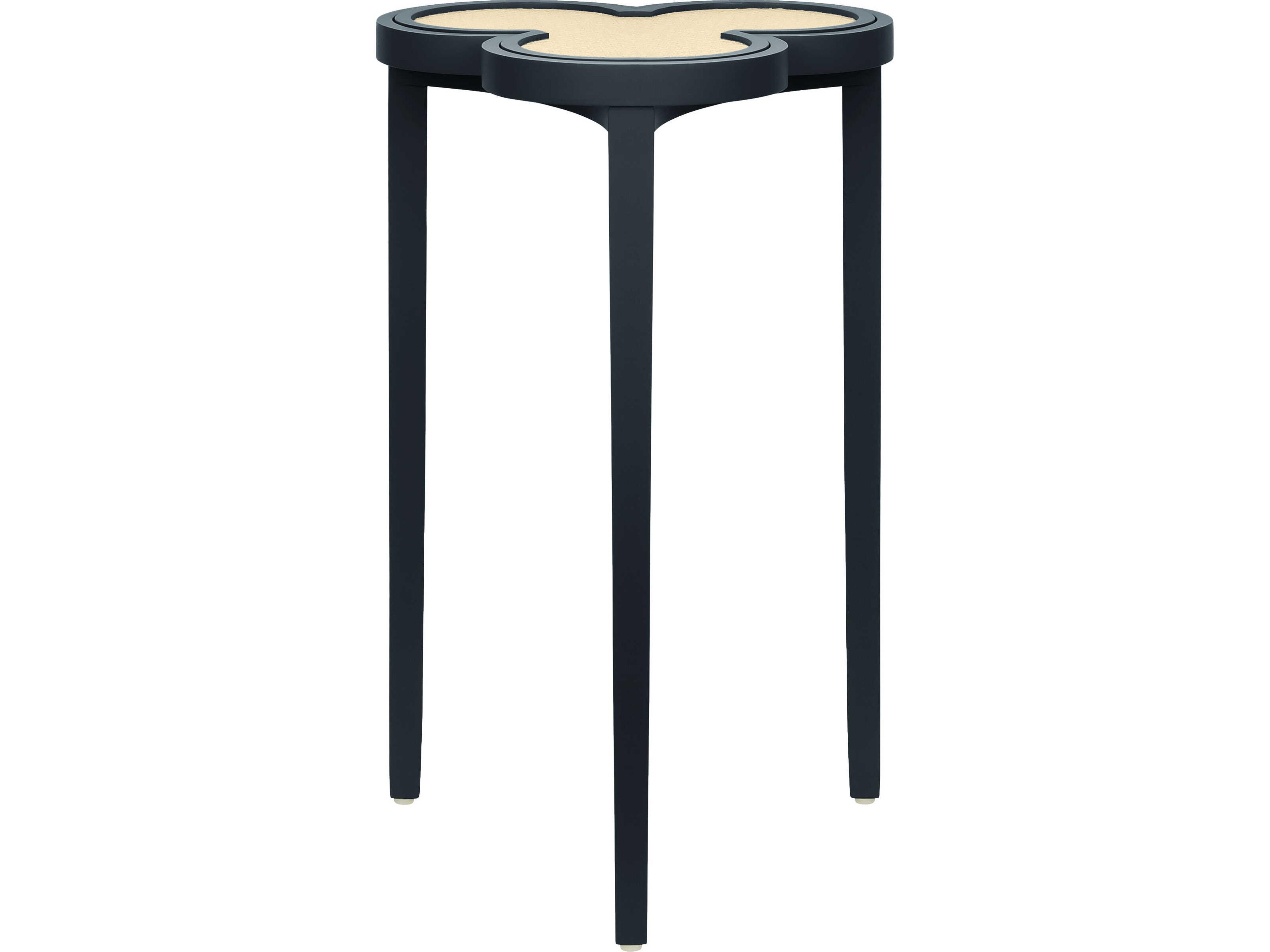 Worlds Away Dylan Round Rattan Blue End Table