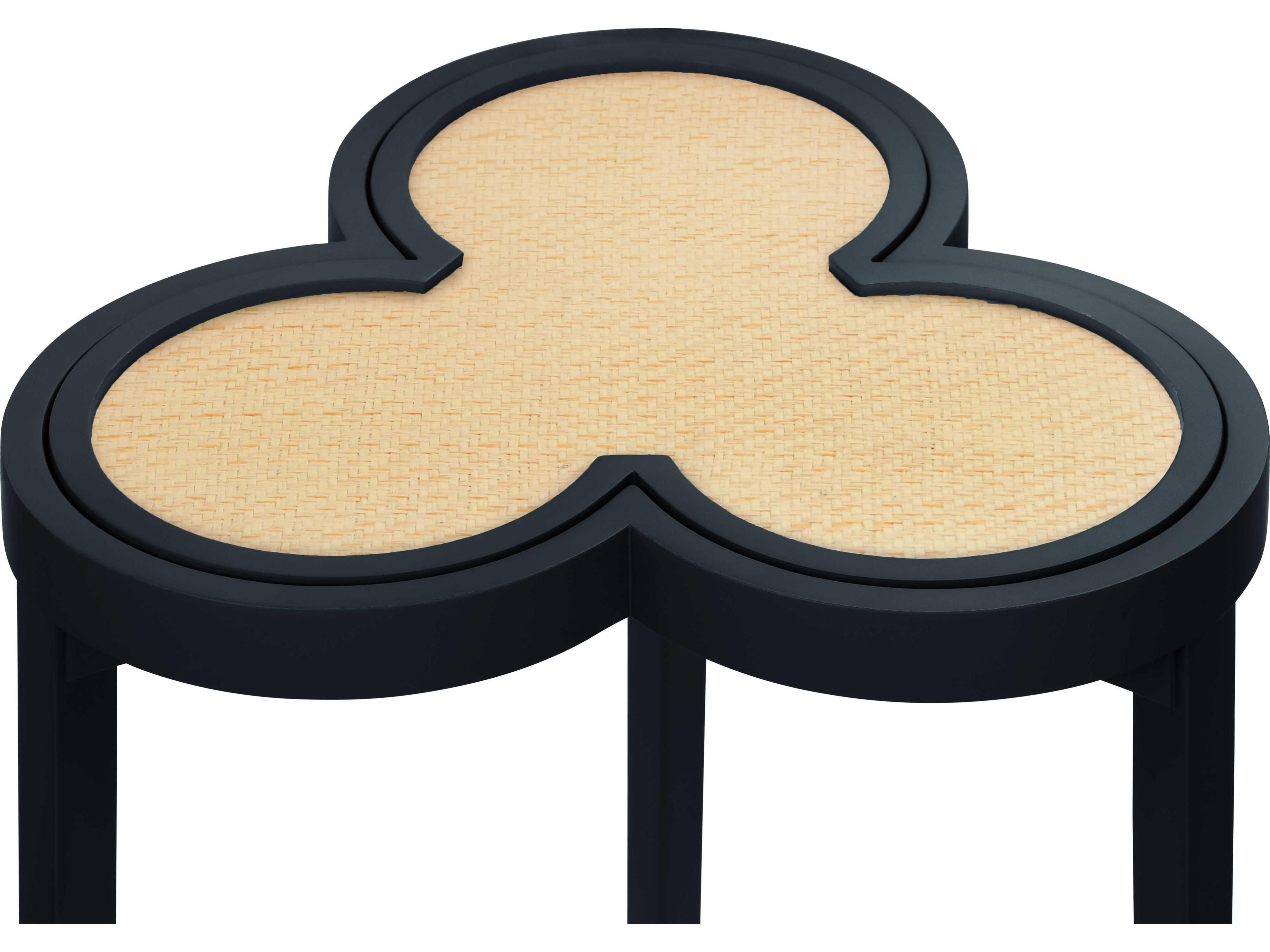 Worlds Away Dylan Round Rattan Blue End Table