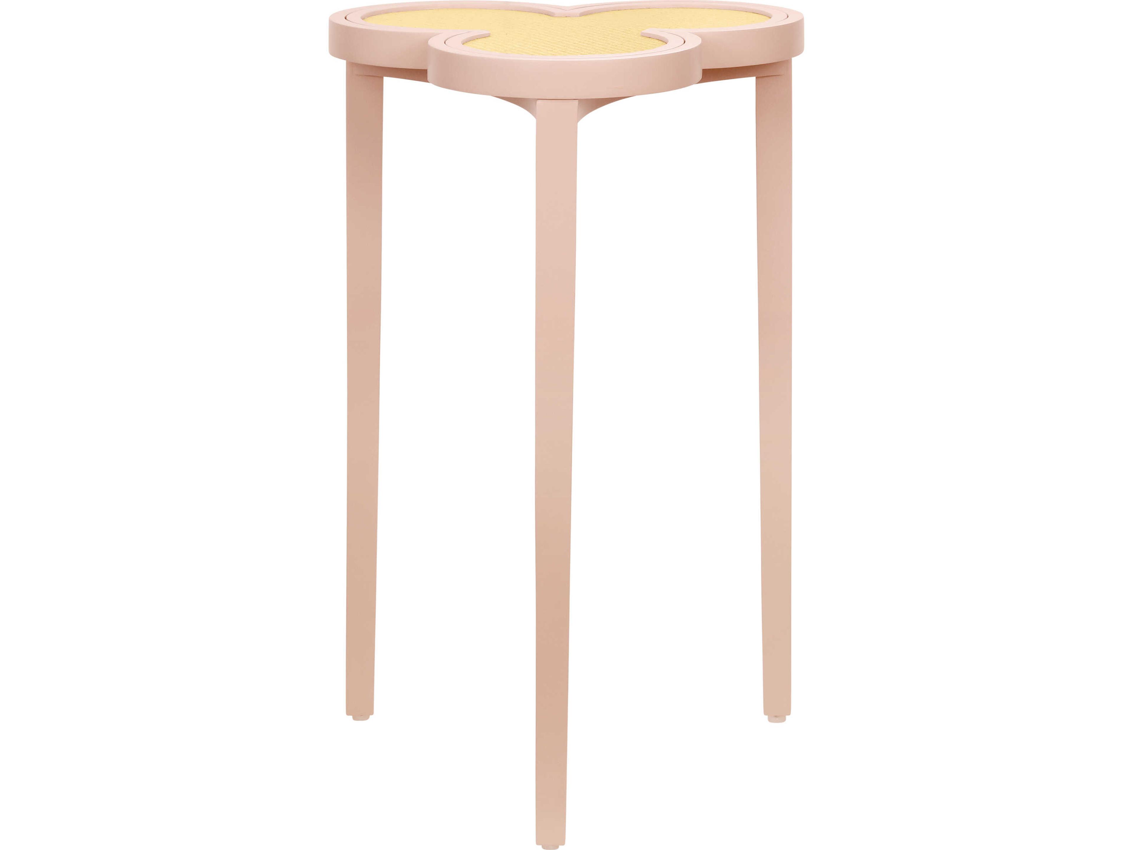 Worlds Away Dylan Rattan Pink End Table