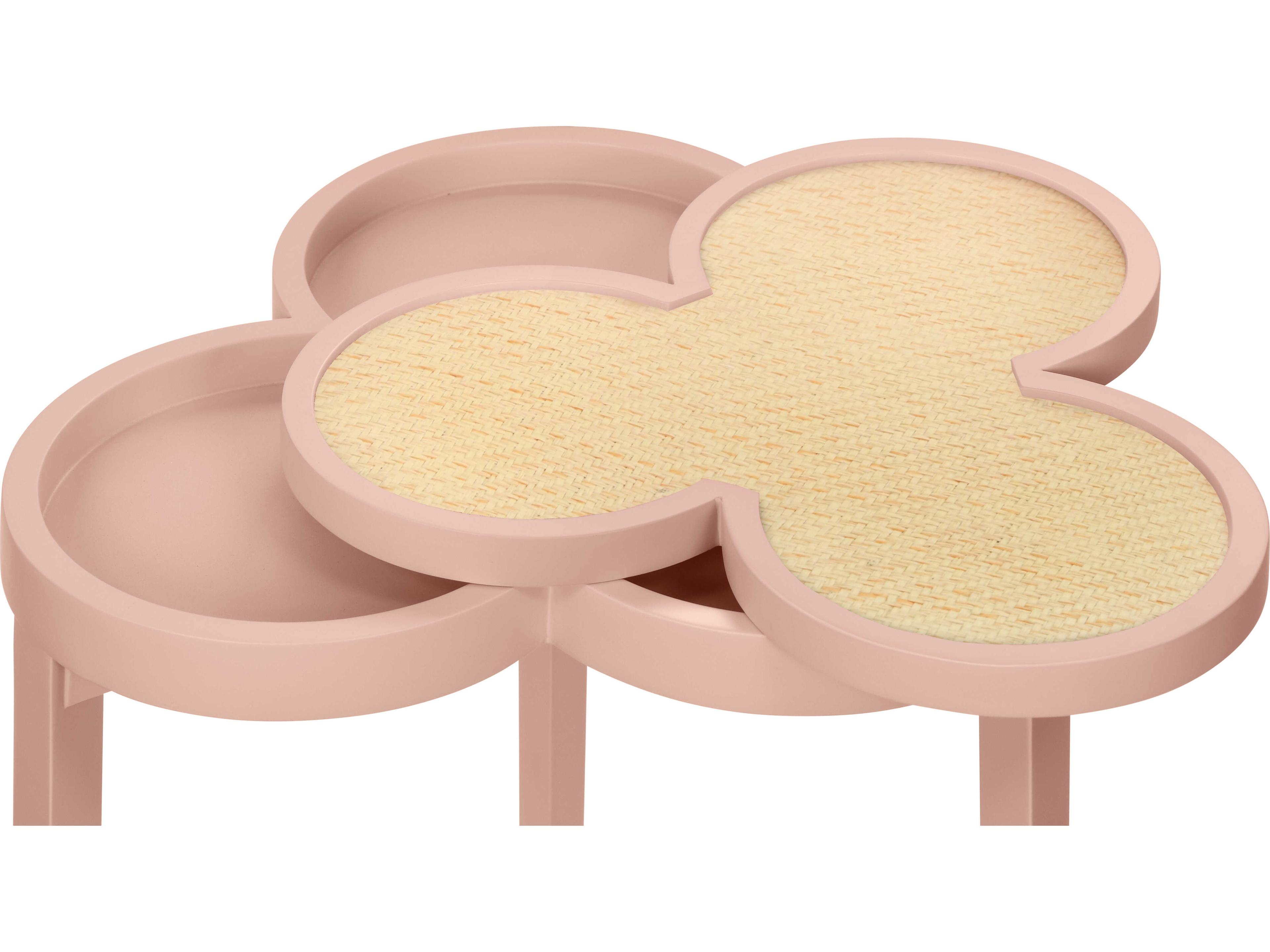 Worlds Away Dylan Rattan Pink End Table