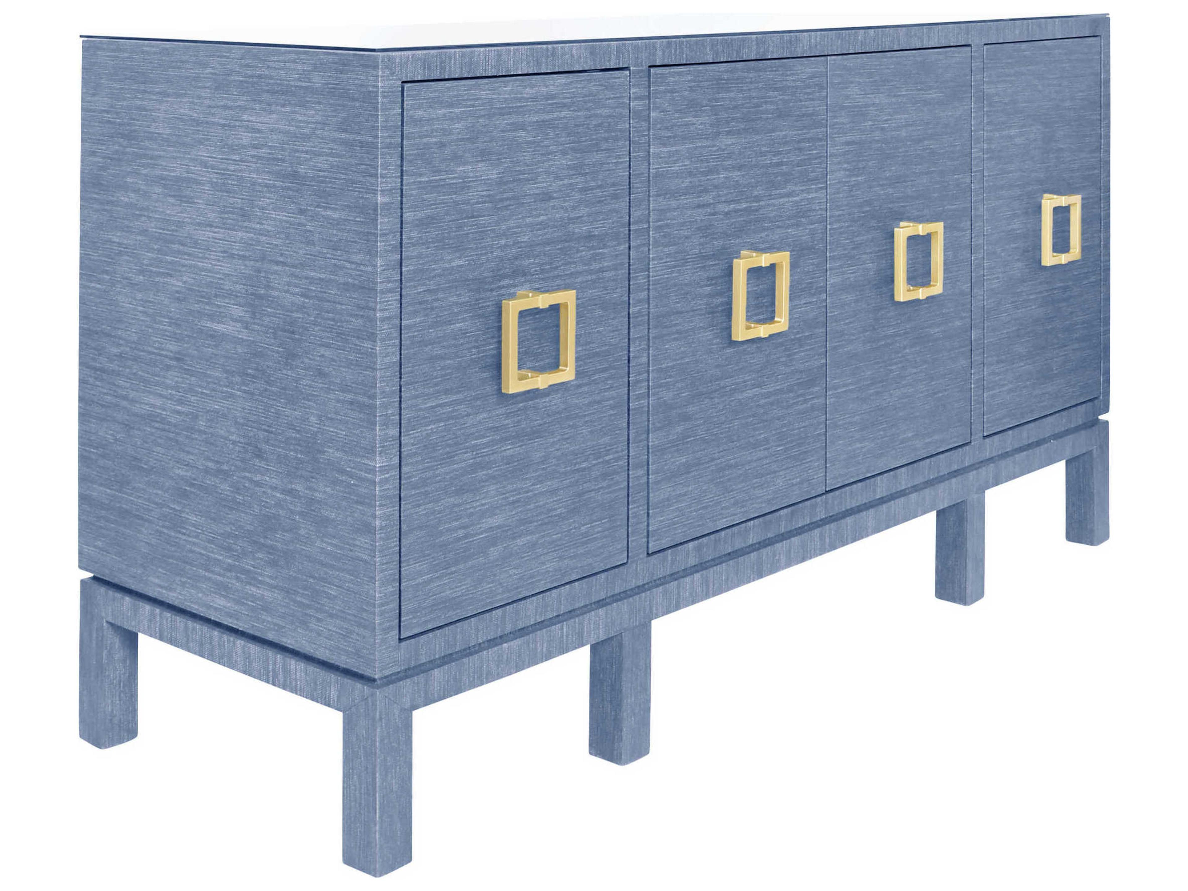 Worlds Away 62" Blue Dyed Grasscloth Sideboard