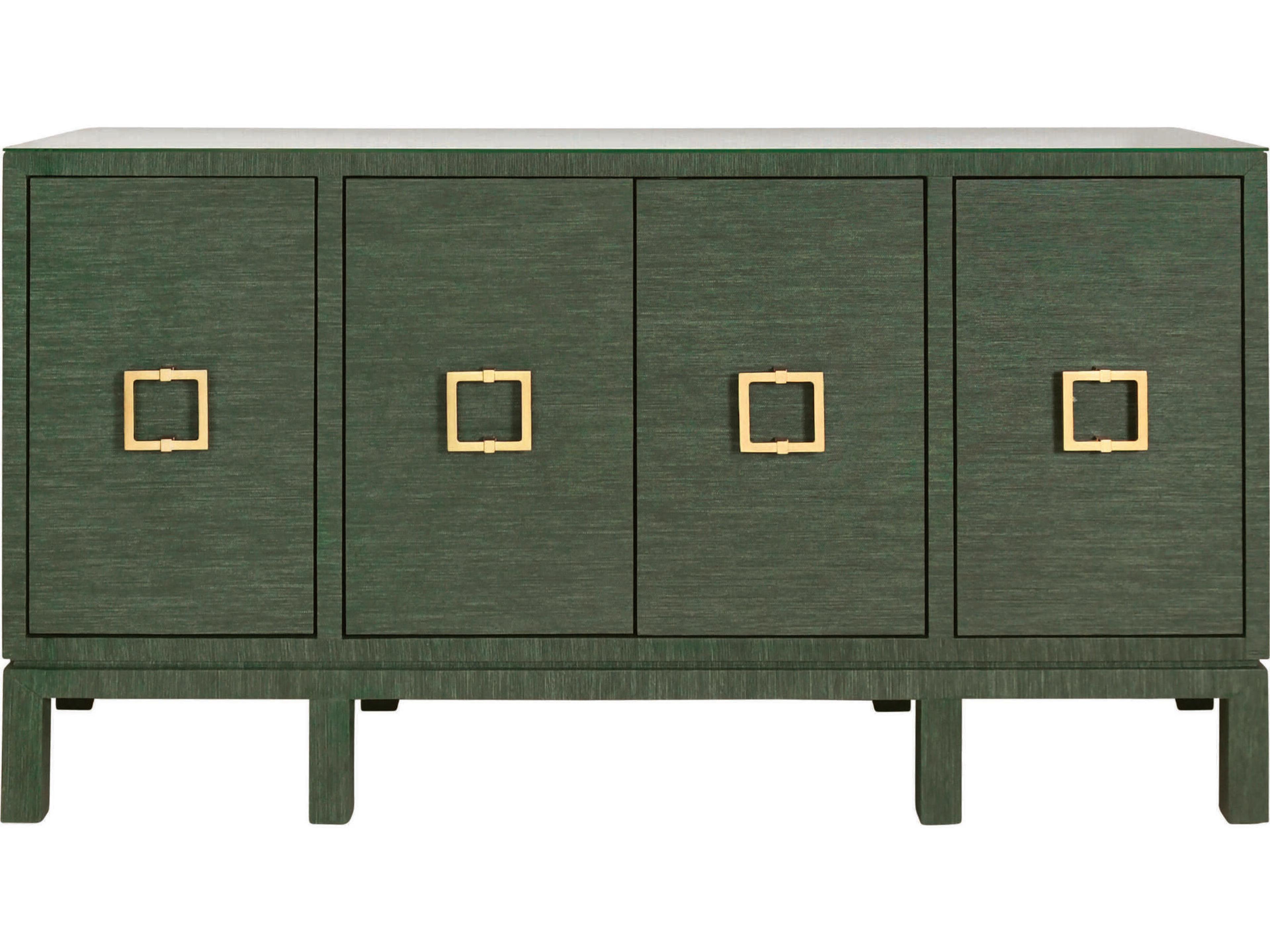 62" Green Dyed Grasscloth Sideboard