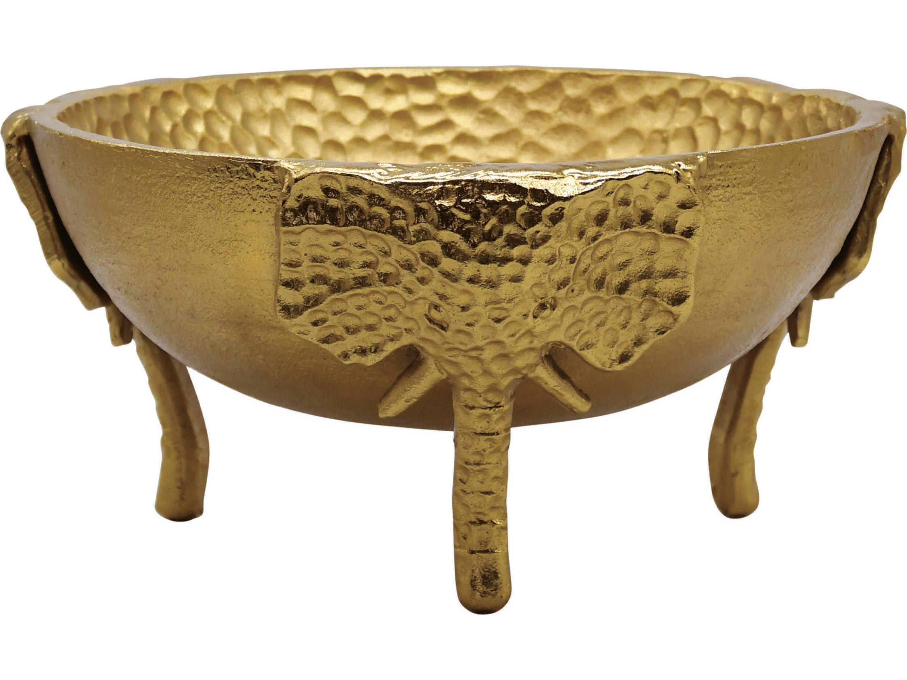 Textured Brass Bowl With Elephant Feet