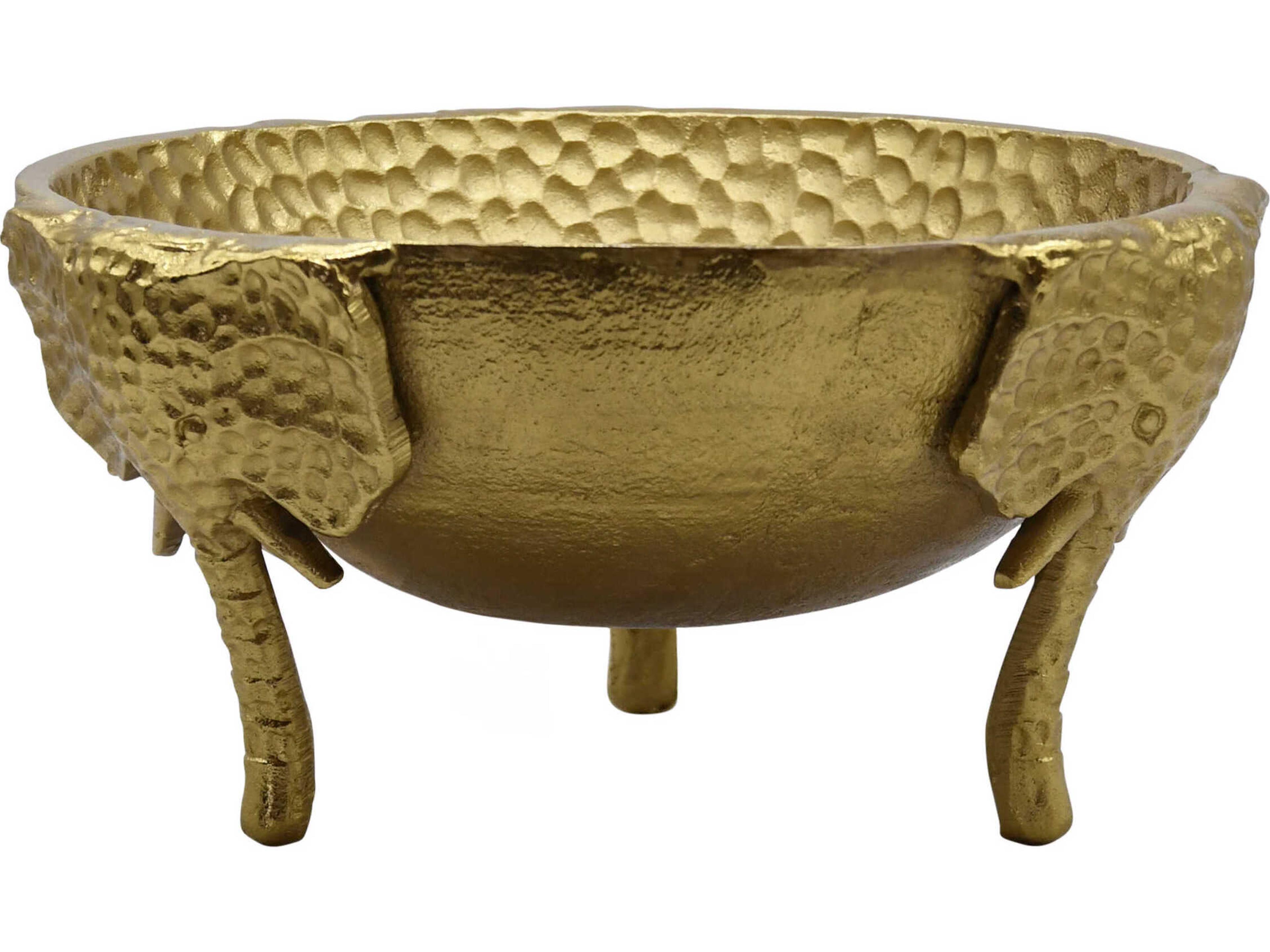 Worlds Away Textured Brass Bowl With Elephant Feet 
