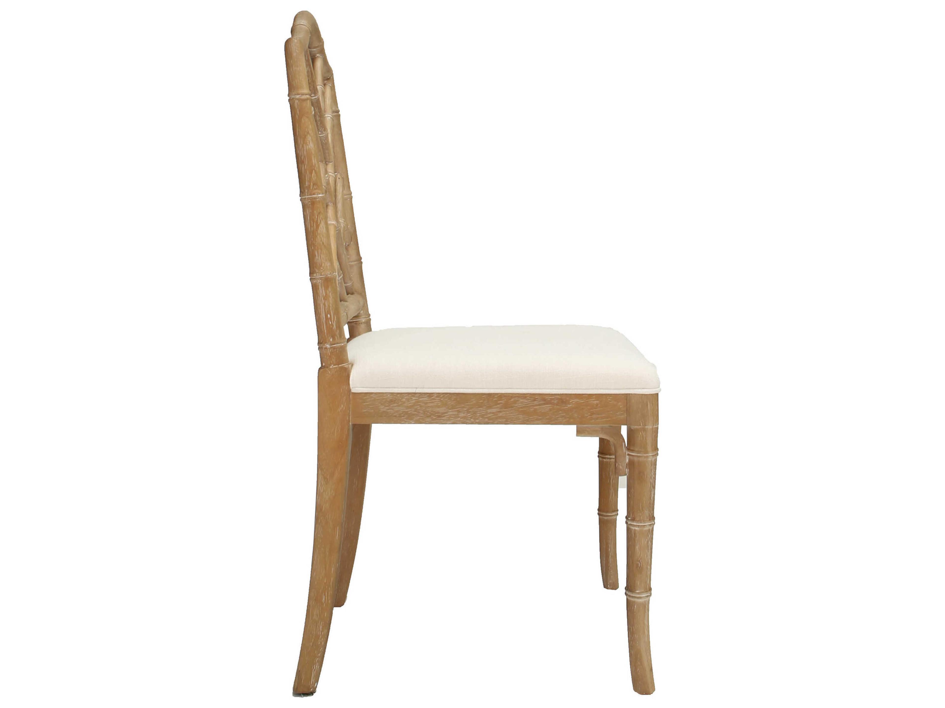 Worlds Away Oak Wood Brown Upholstered Side Dining Chair