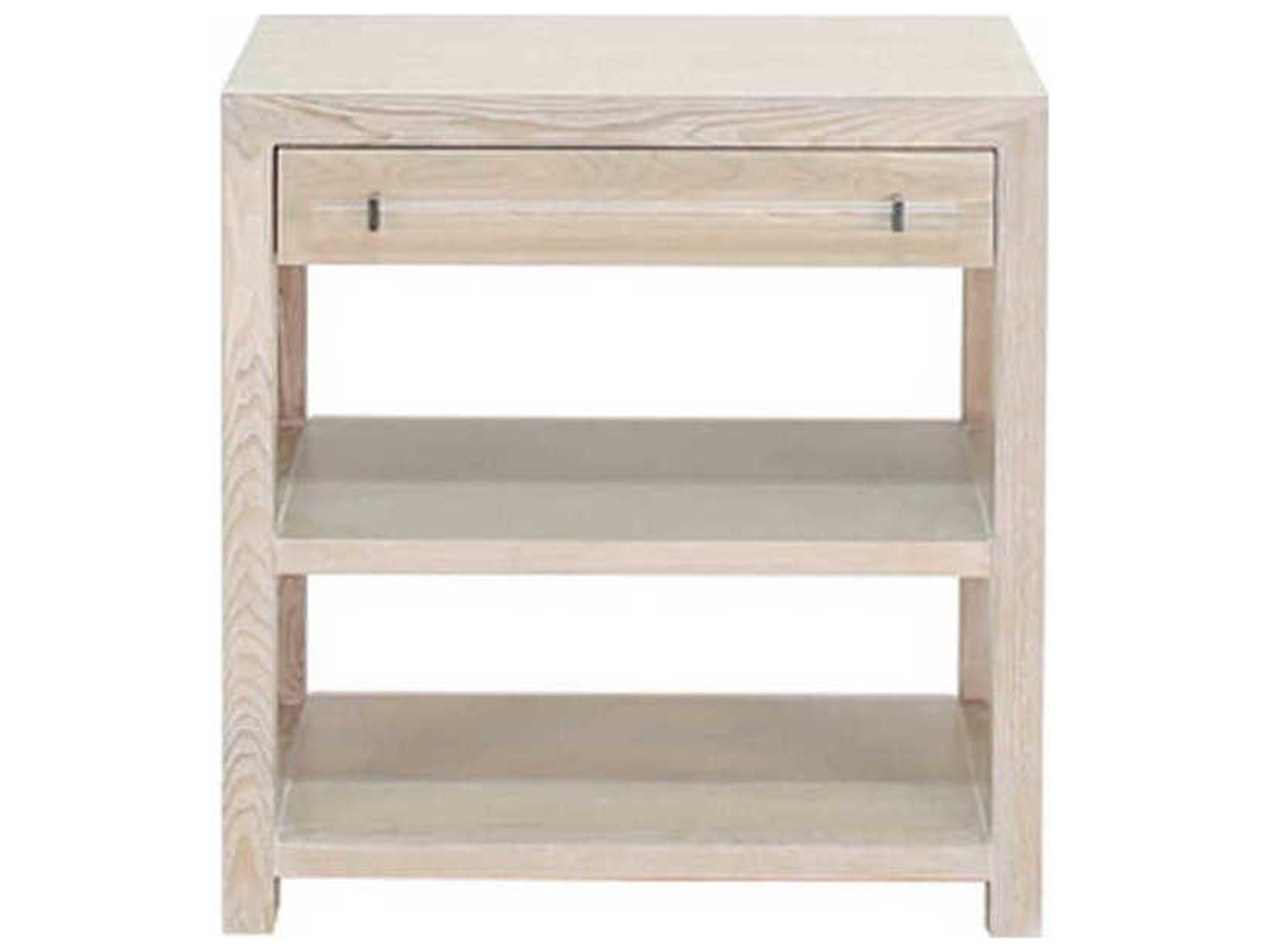 Worlds Away Rectangular Wood Acrylic & Nickel Cerused Oak End Table