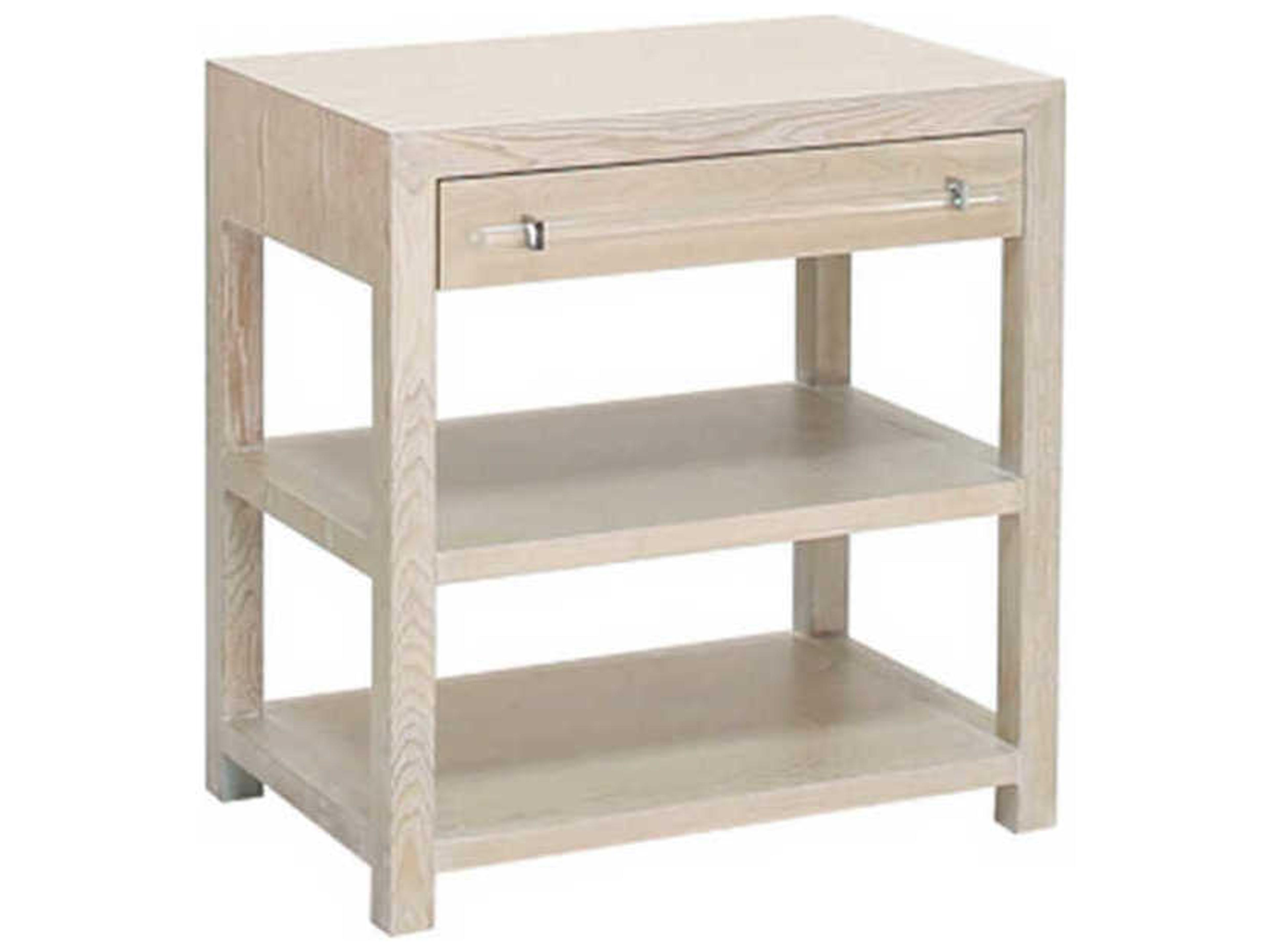 Rectangular Wood Acrylic & Nickel Cerused Oak End Table