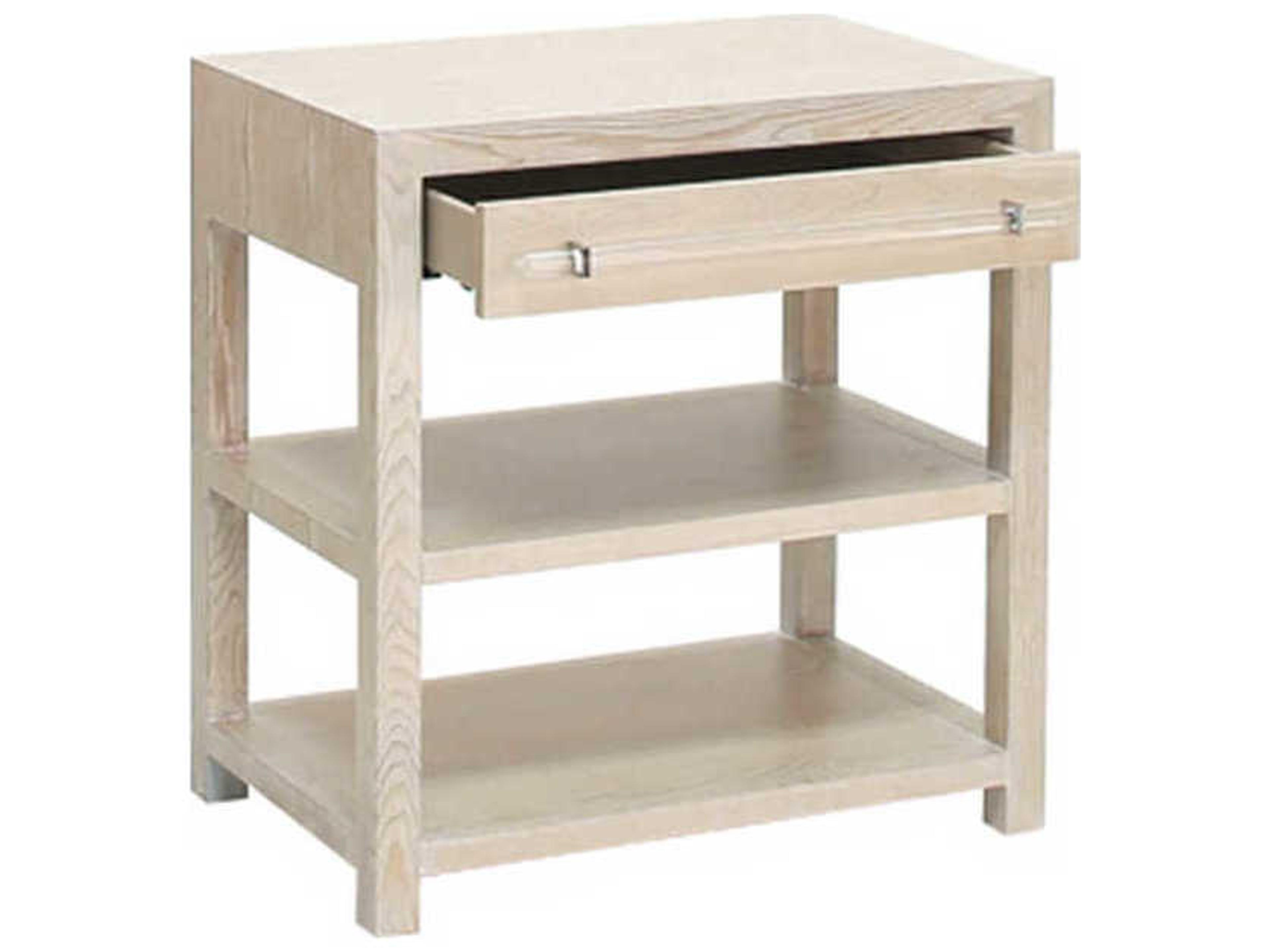 Worlds Away Rectangular Wood Acrylic & Nickel Cerused Oak End Table