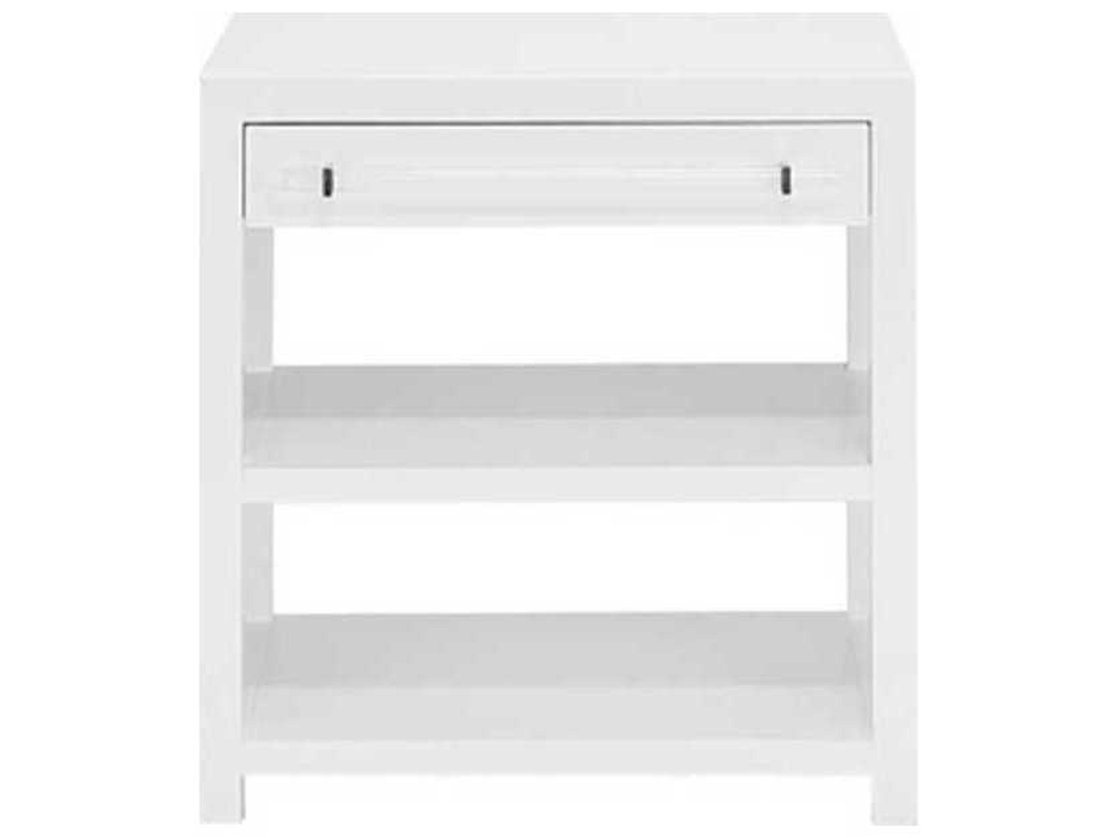 Worlds Away Rectangular Wood Acrylic & Nickel Glossy White Lacquer End Table