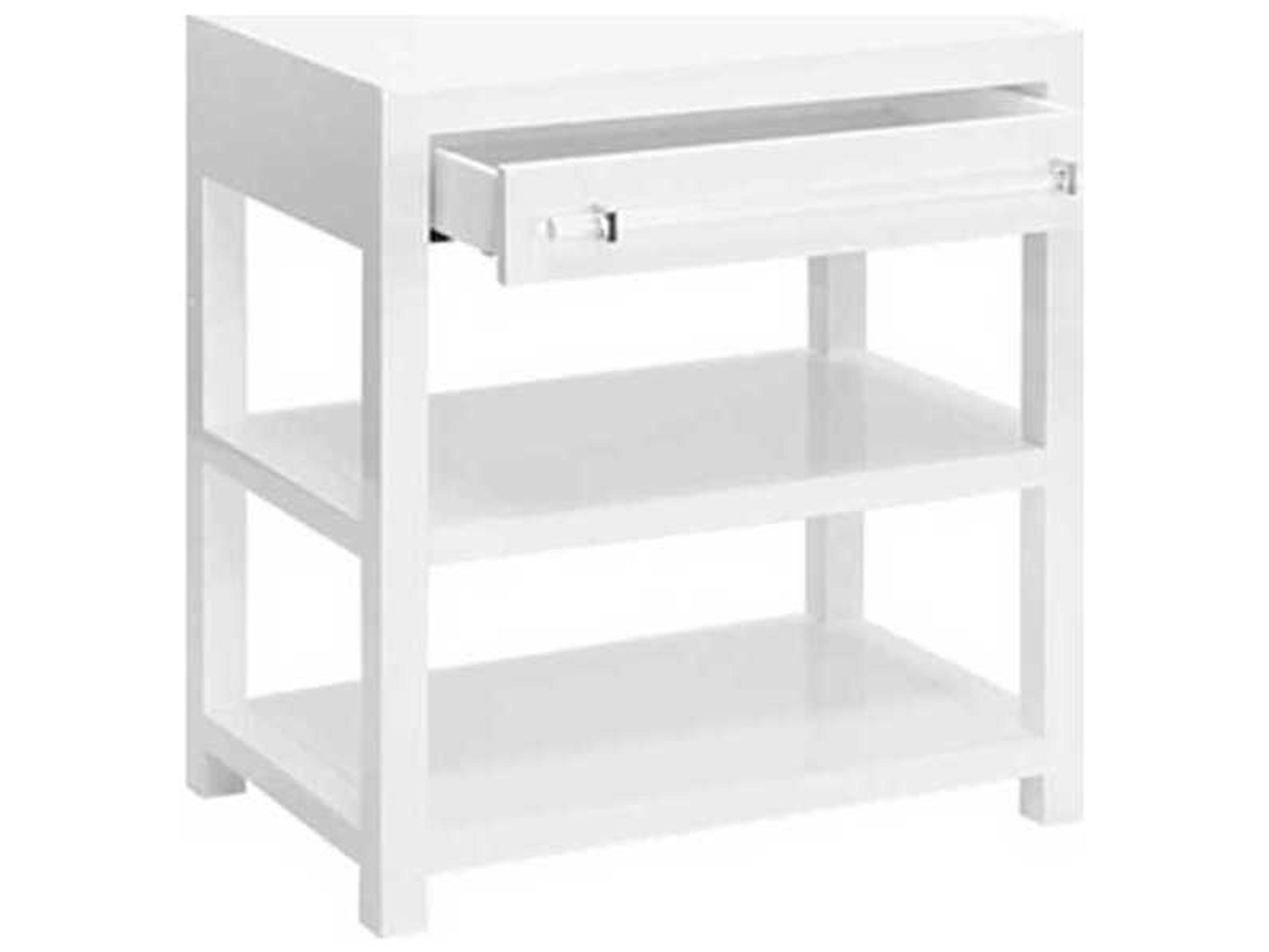 Worlds Away Rectangular Wood Acrylic & Nickel Glossy White Lacquer End Table