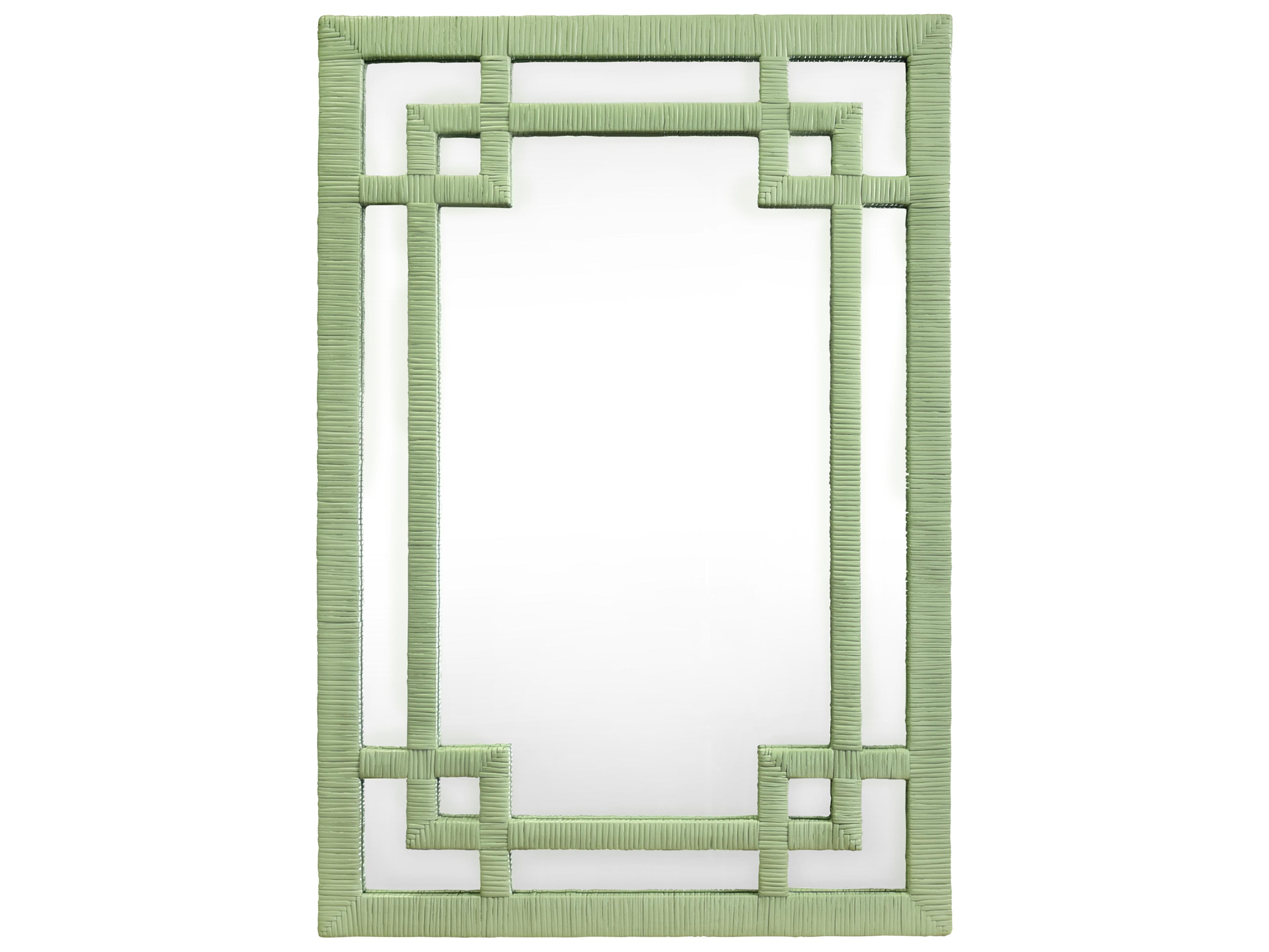 Greek Key Sage Green Wall Mirror Rectangular