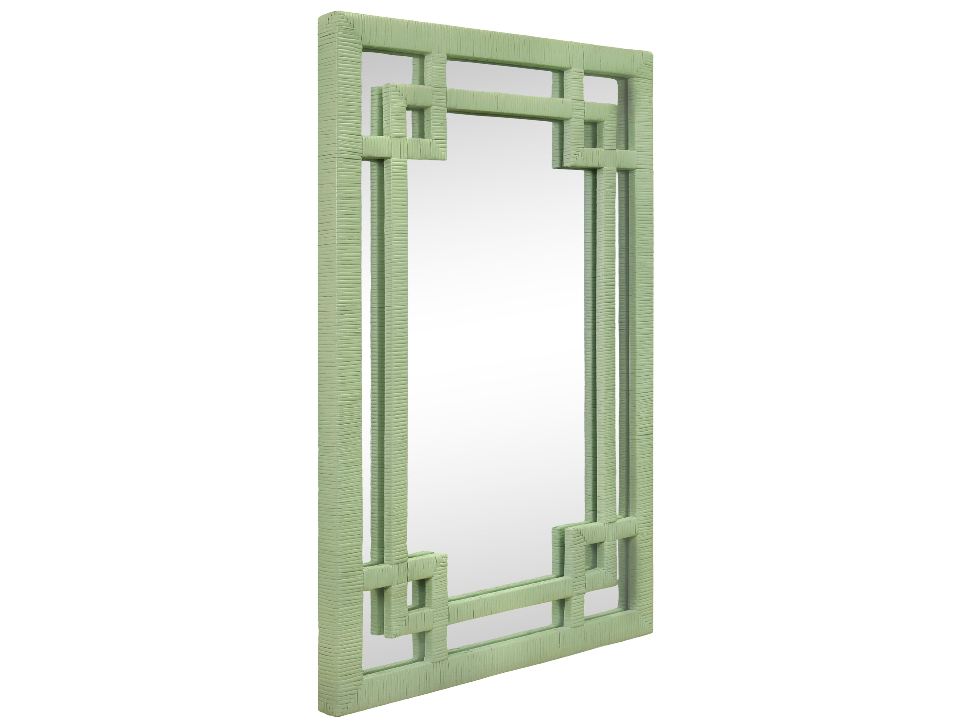 Worlds Away Greek Key Sage Green Wall Mirror Rectangular