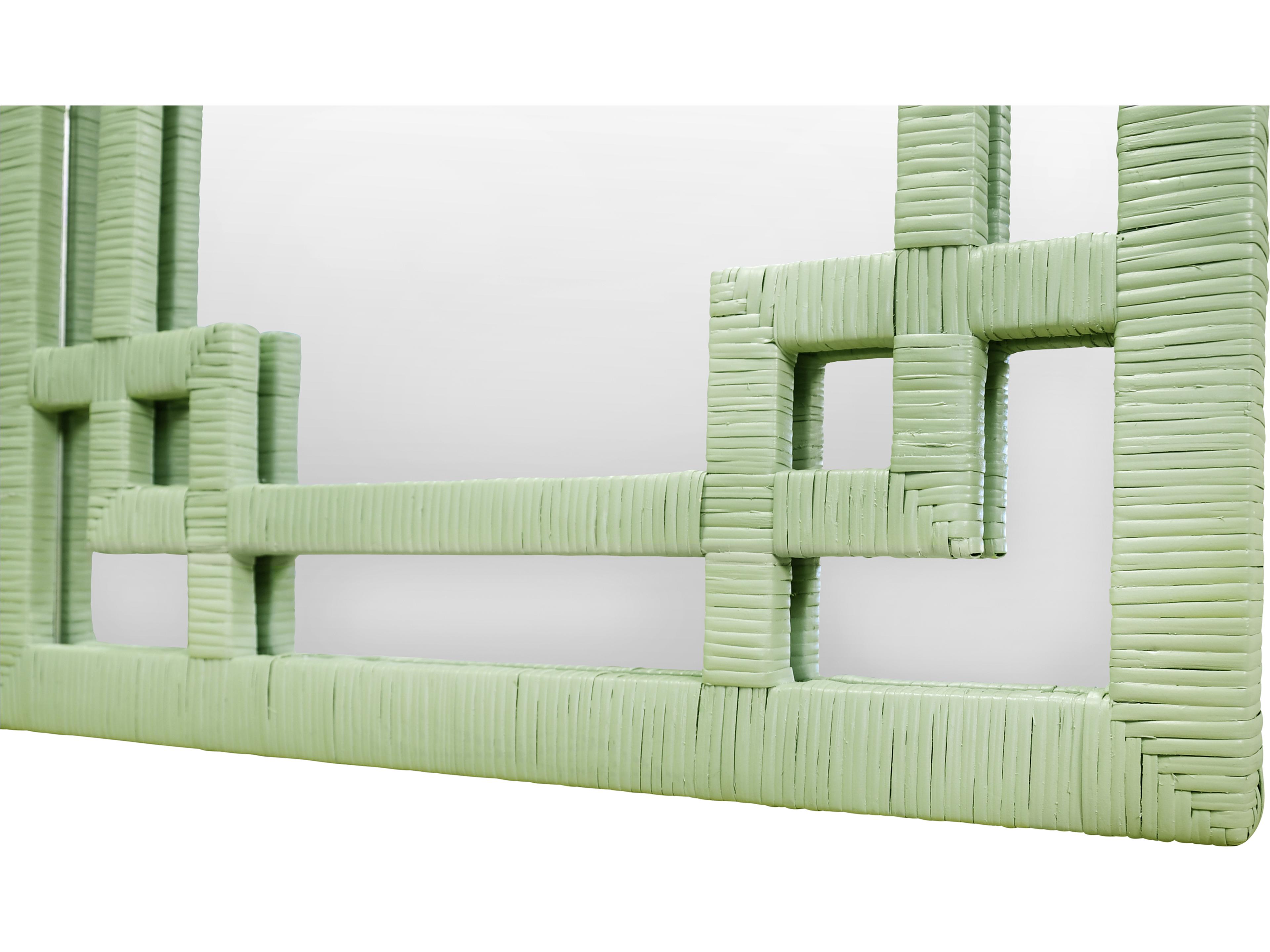 Worlds Away Greek Key Sage Green Wall Mirror Rectangular