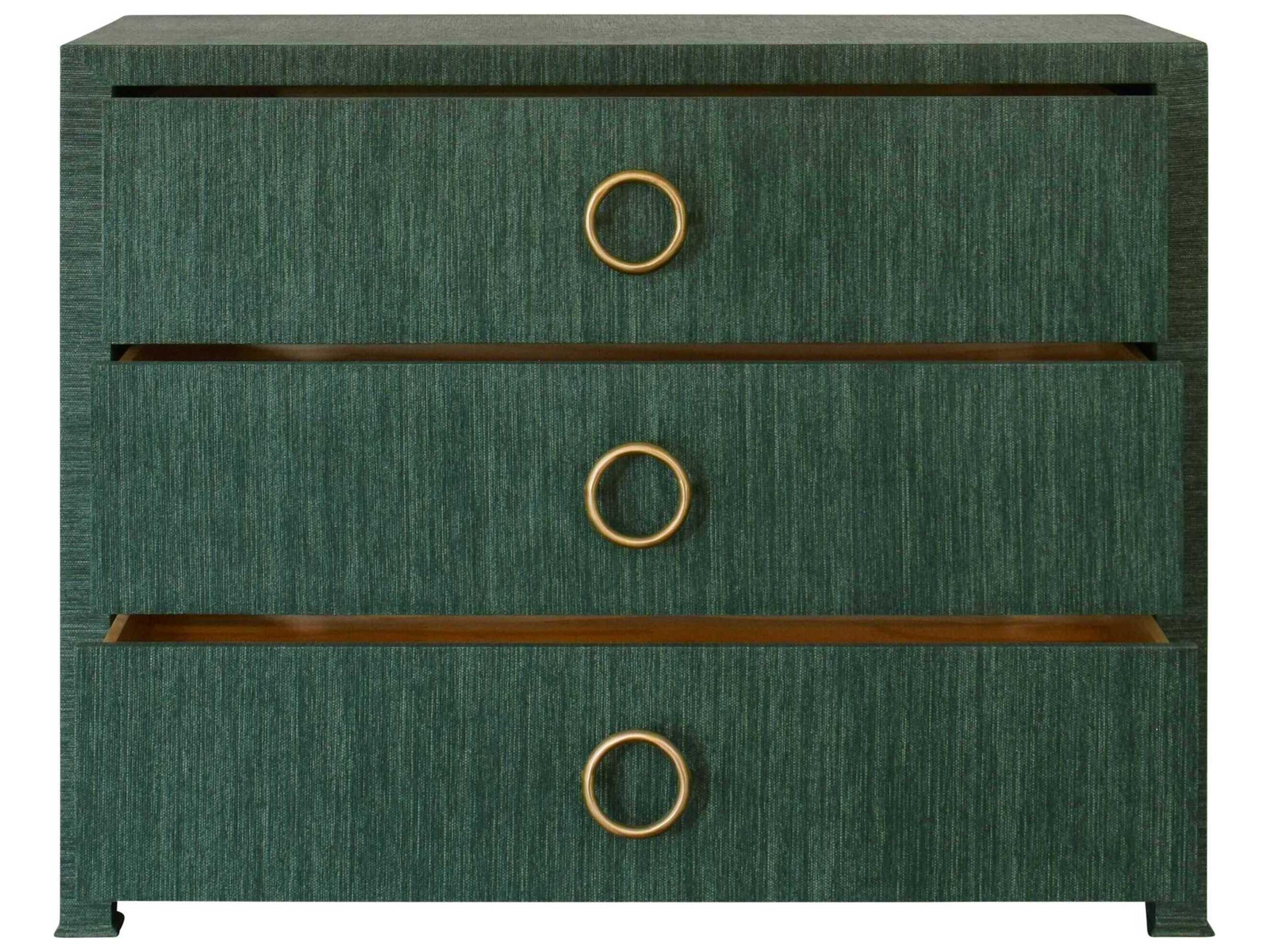 Worlds Away 3-Drawers Green Hardwood Dresser