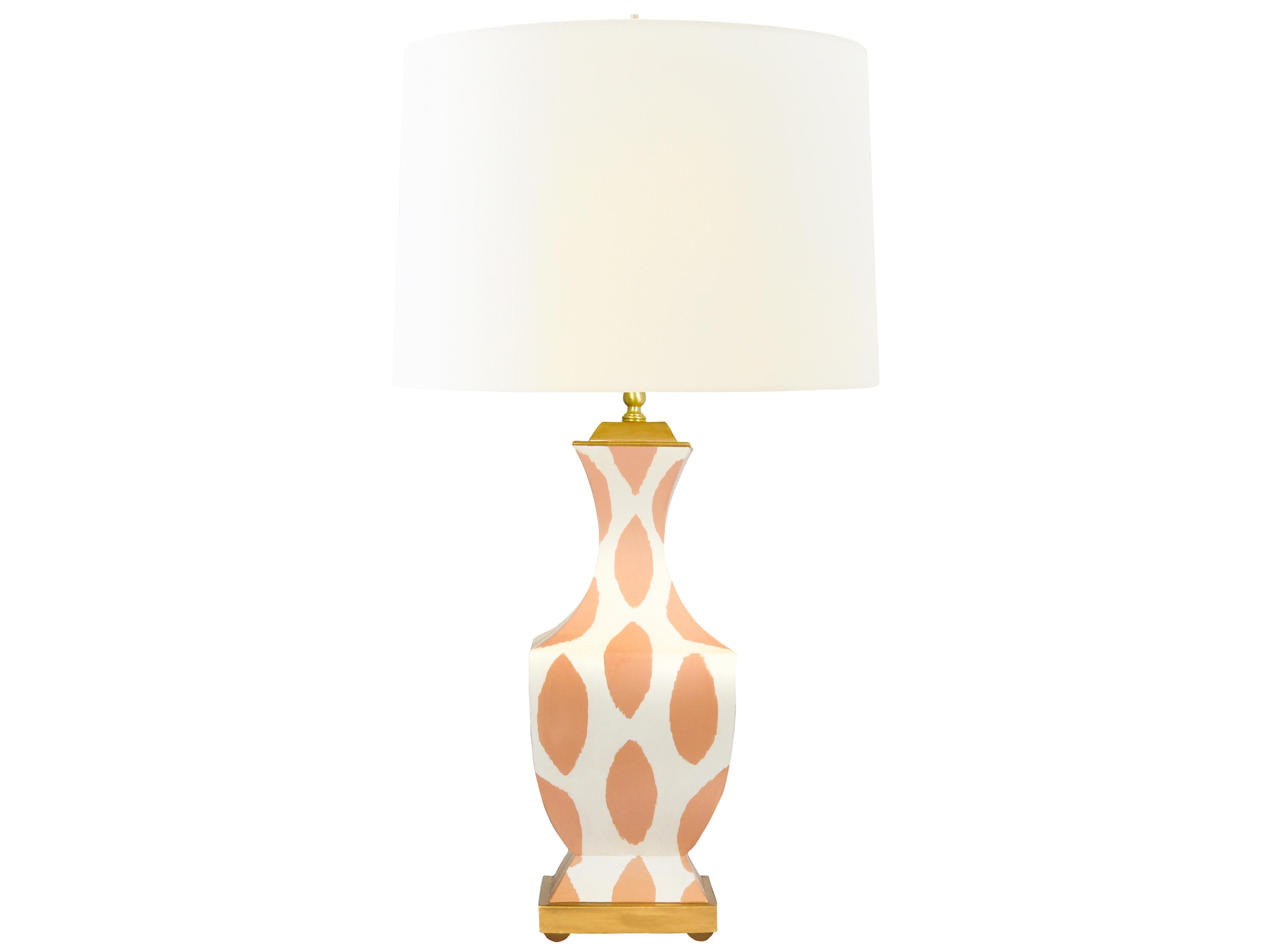 Worlds Away Coral Orange Buffet Lamp