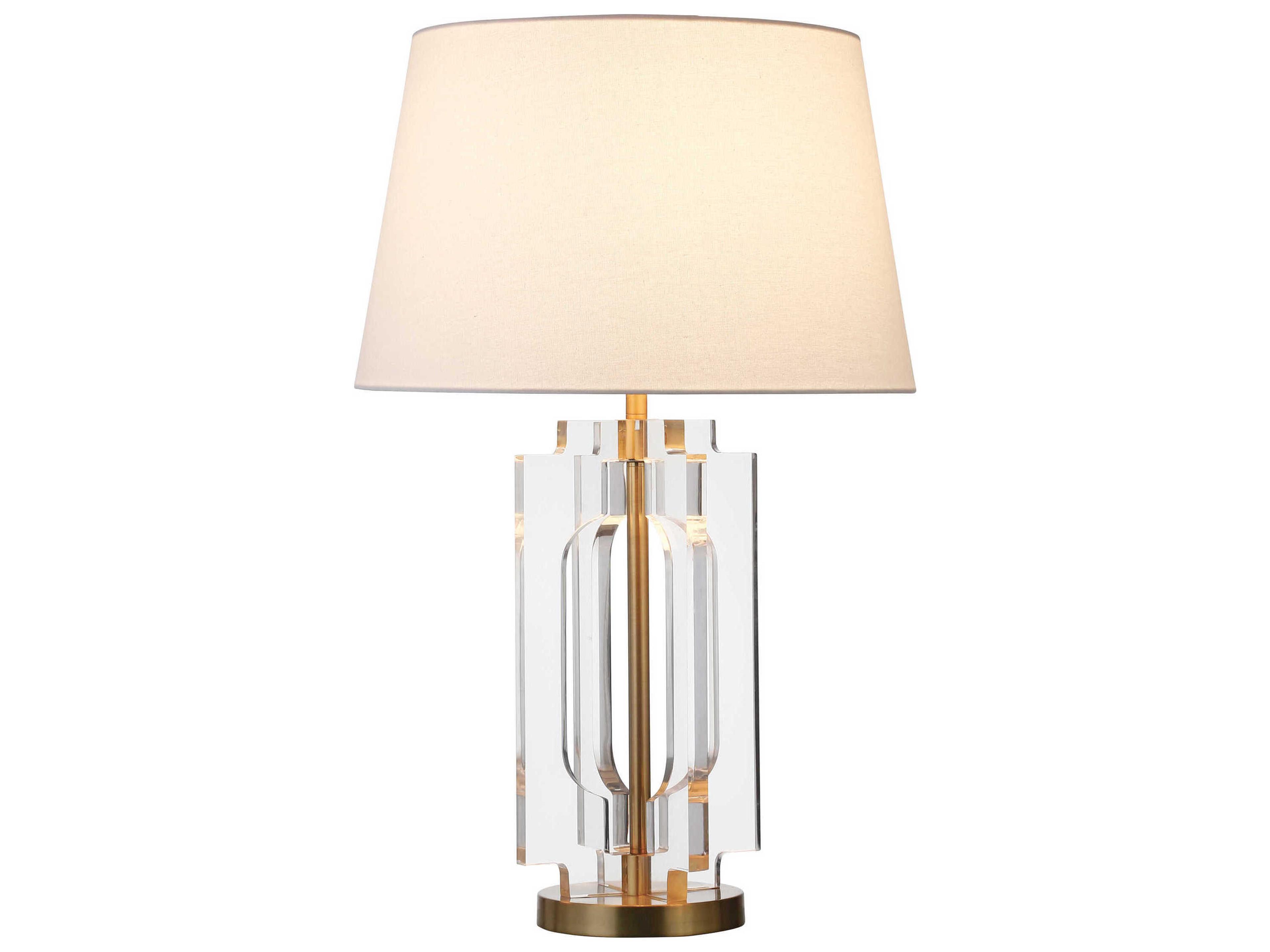 Worlds Away Stacked Acrylic Antique Brass Table Lamp