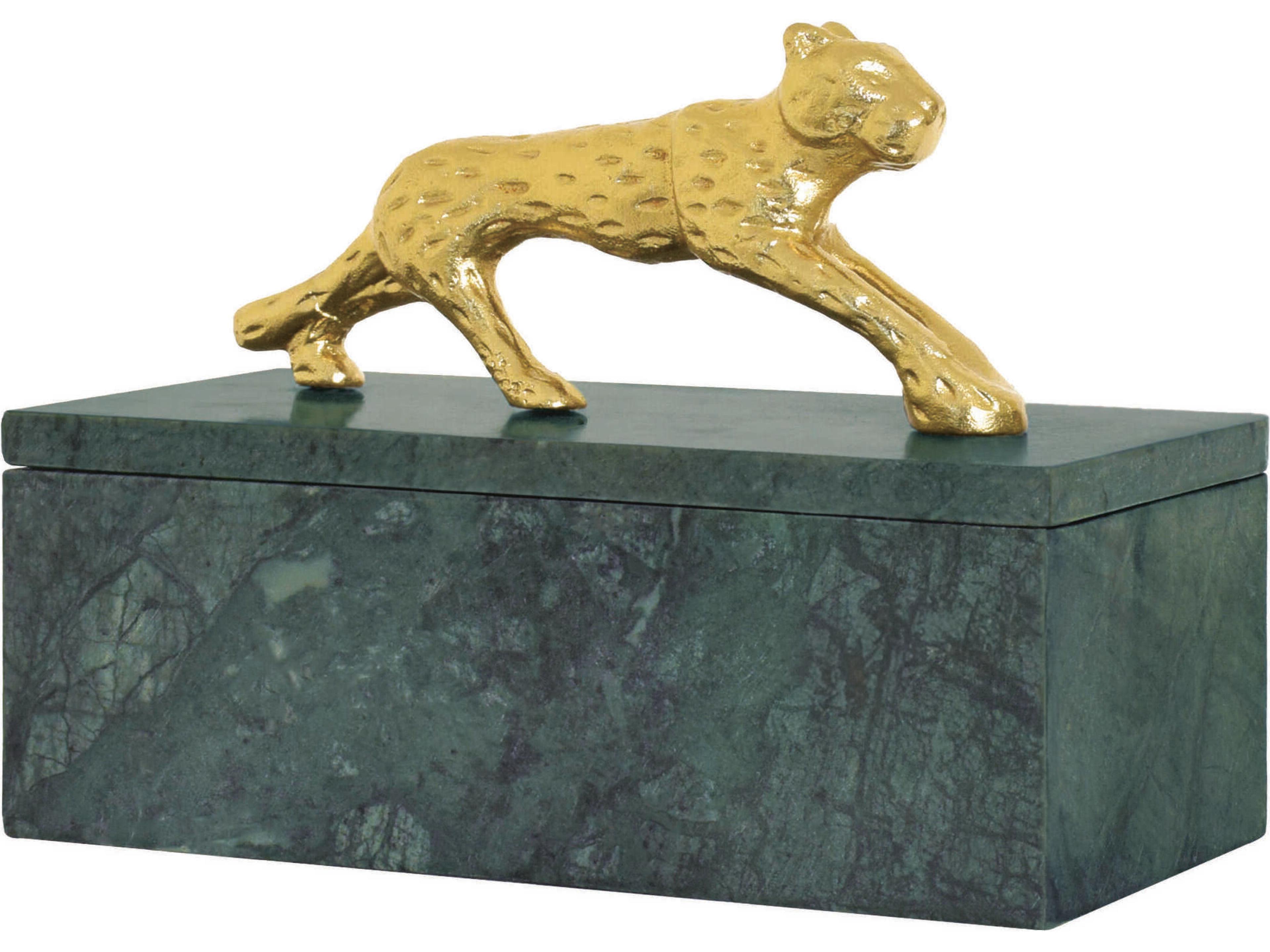 Jaguar Green Marble / Brass Box