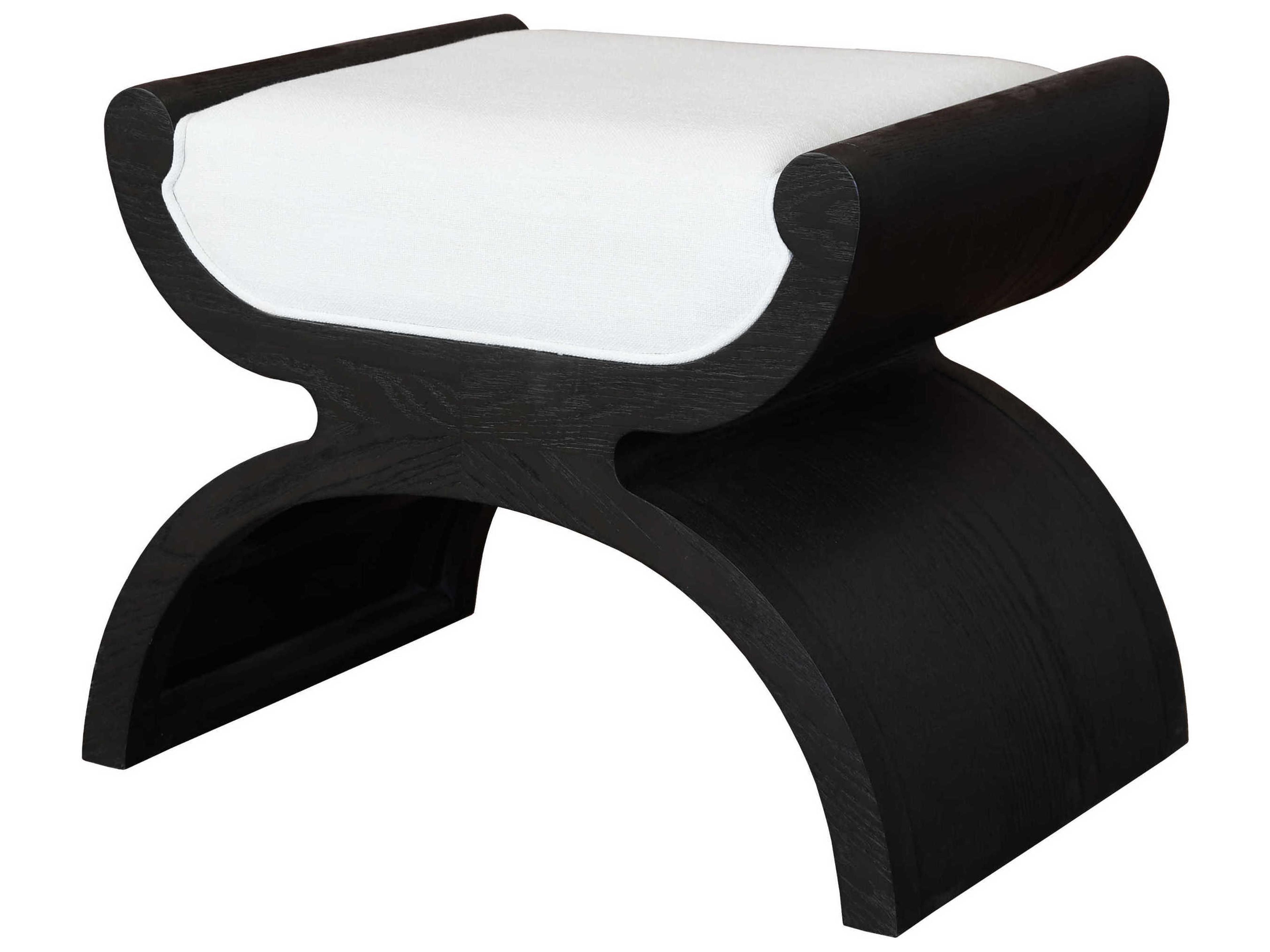 Dark Espresso Oak Black Upholstered Accent Stool