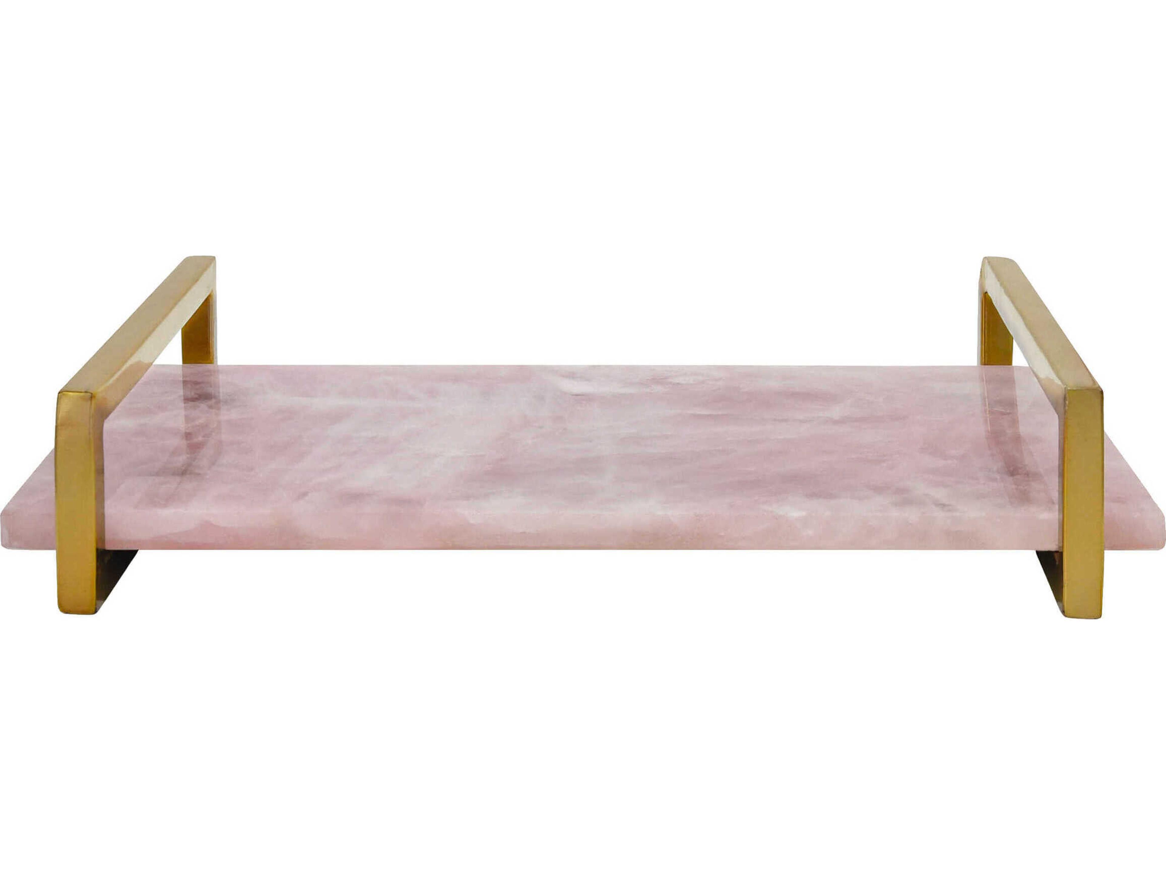 Worlds Away Pink Quartz / Brass Serving Tray