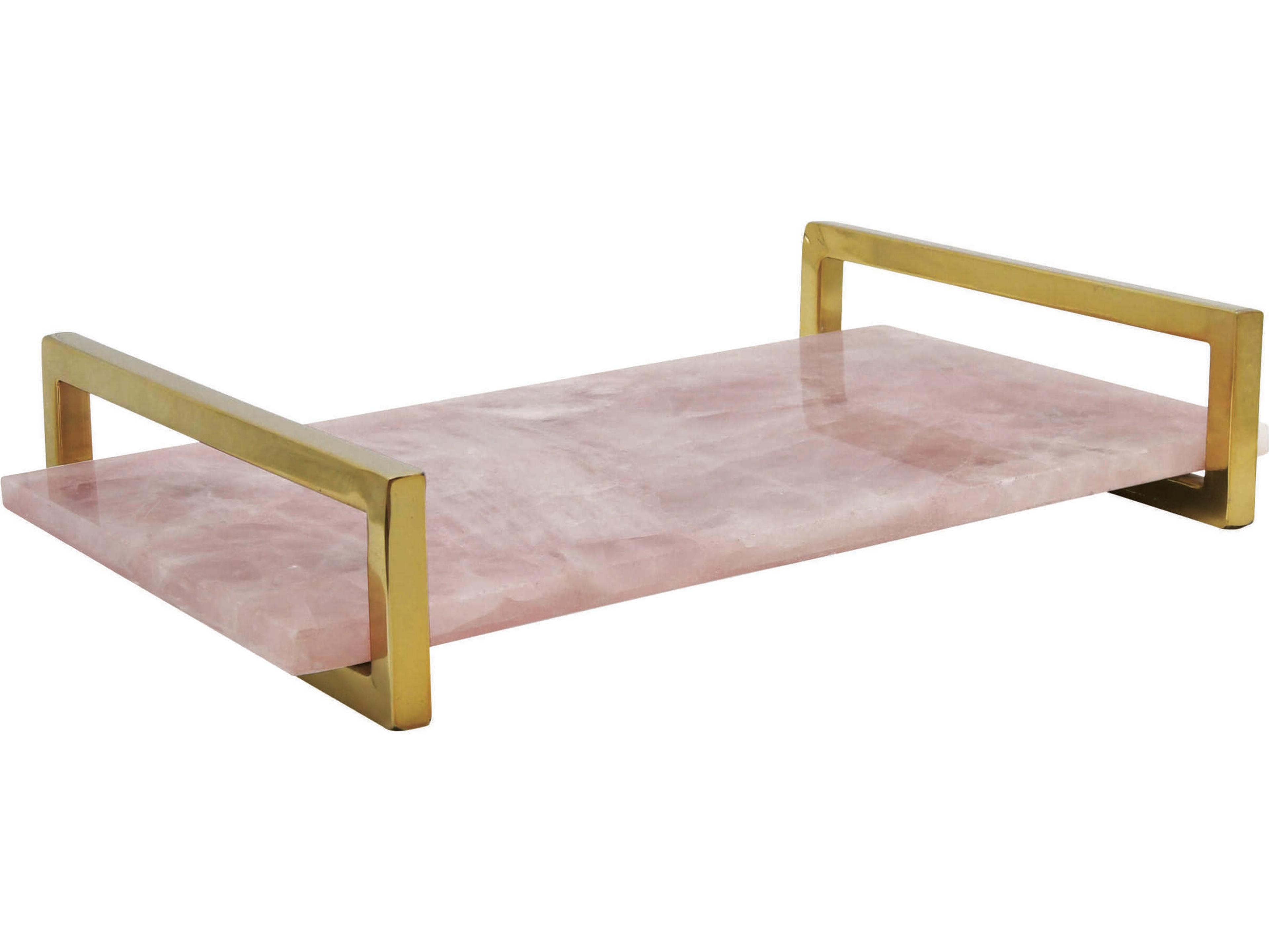 Pink Quartz / Brass Serving Tray